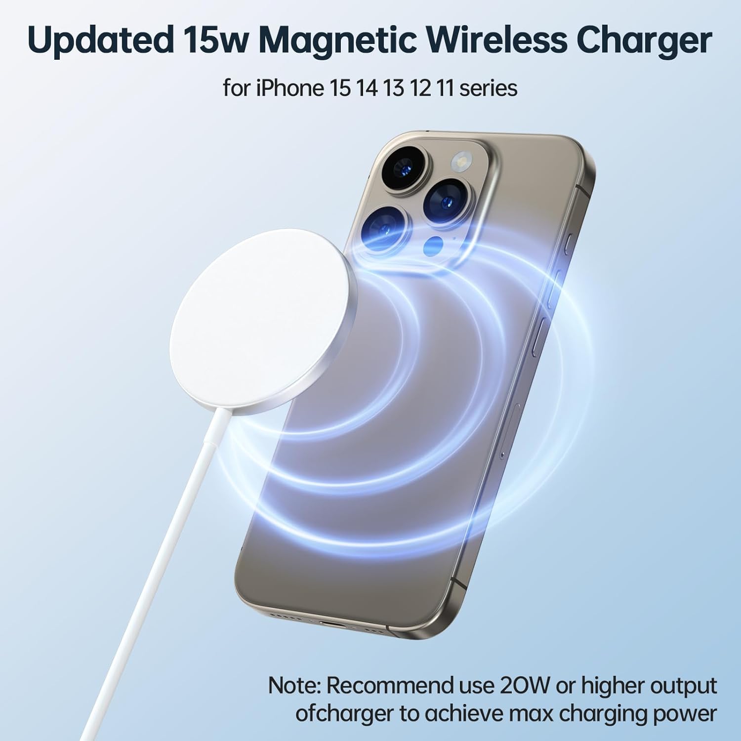 Magnetic Wireless Fast Charger, USB-C Fast Charging 15W Wireless Charger Compatible with iPhone 16/15/14 Pro Plus Max 13/13 mini/13 pro/12/12 Mini/12