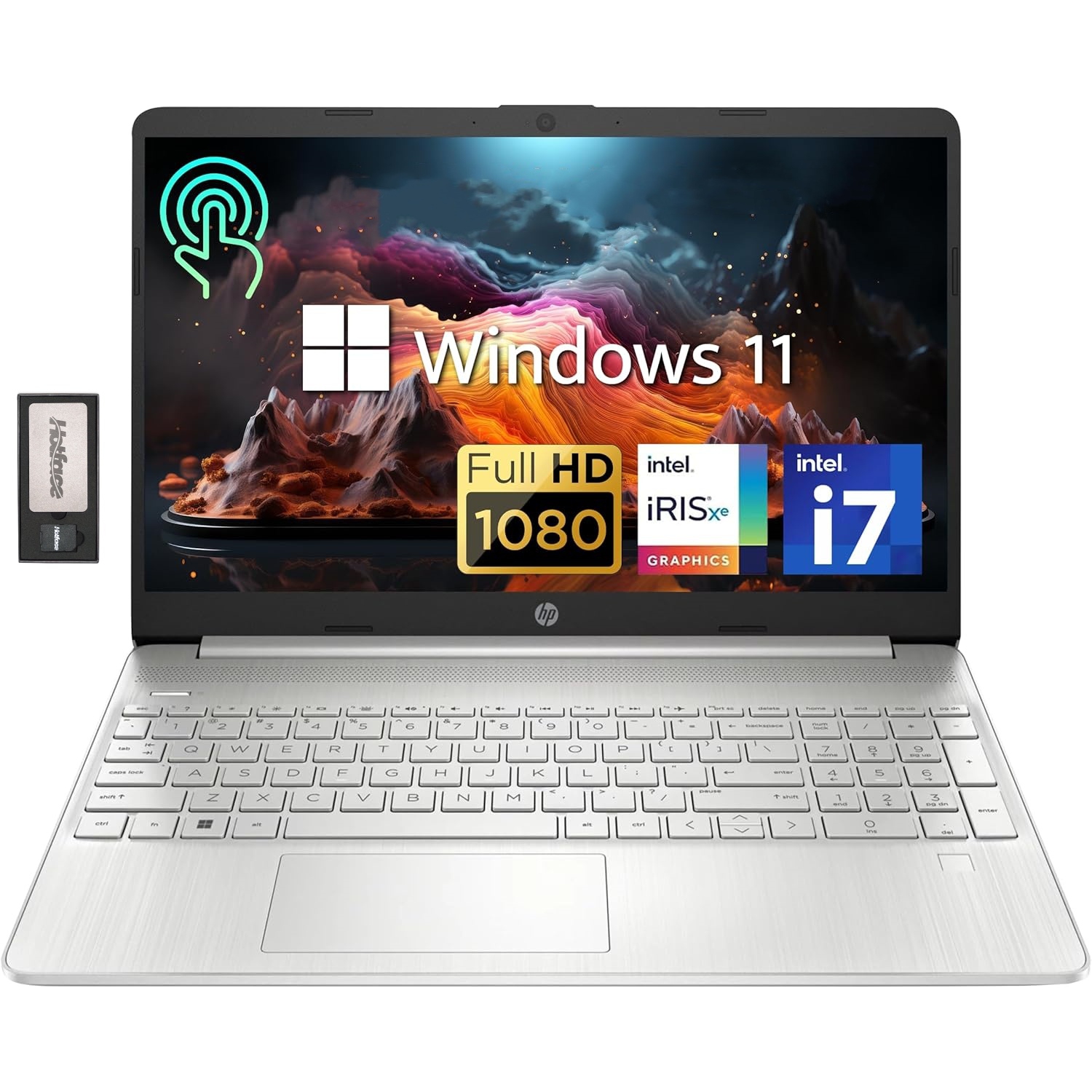 HP 15.6" FHD IPS Touchscreen Laptop, 11th Gen Intel Core i7-1165G7 Processor, 2TB SSD, 64GB DDR4 RAM, Intel Iris Xe Graphics, 720p HD Webcam, Windows 11, 128GB Docking Station Set