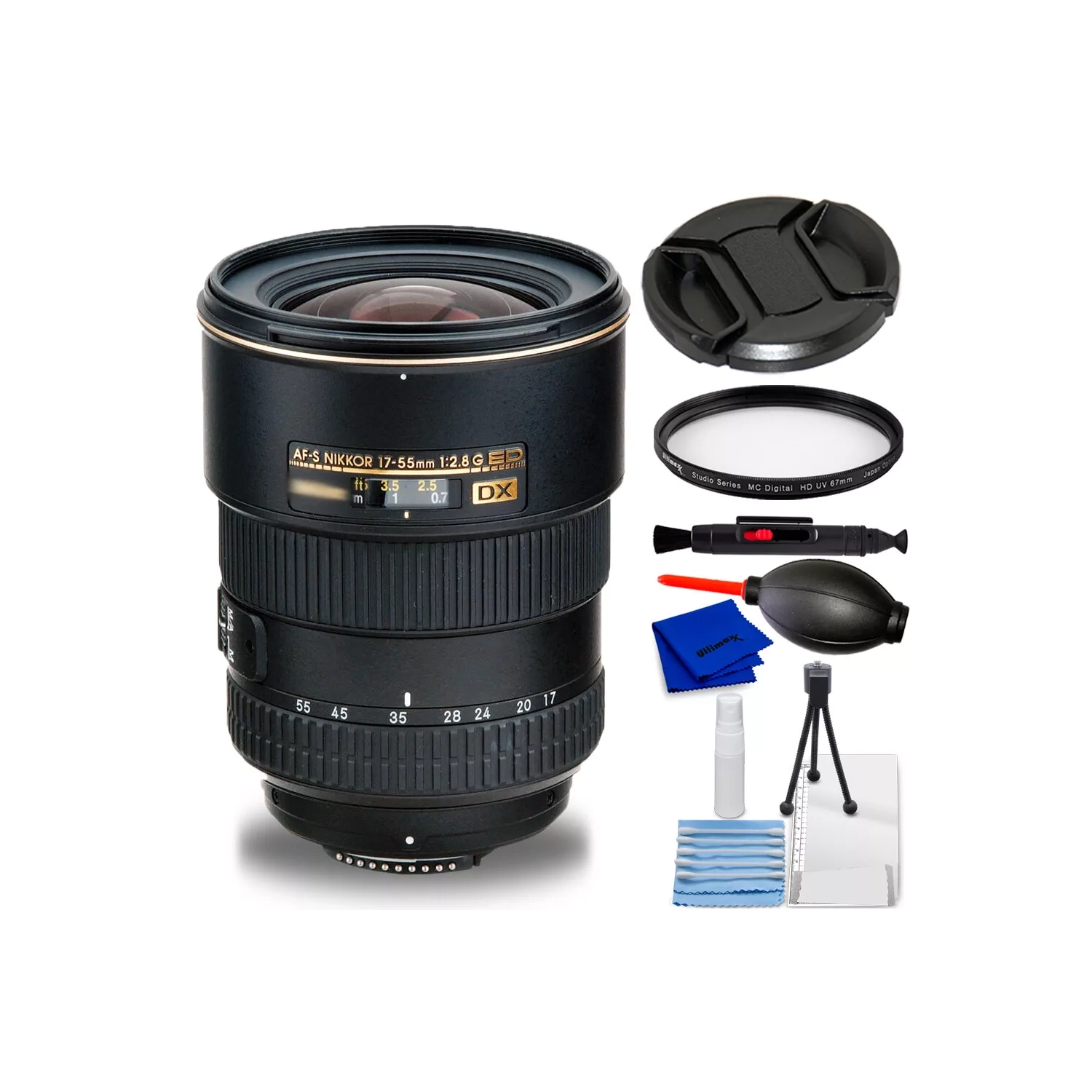 Nikon AF-S DX Zoom-NIKKOR 17-55mm f/2.8G IF-ED Lens 2147 - 7PC Accessory Kit