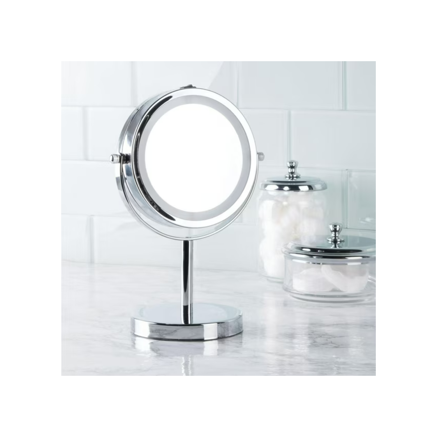 Mehiaz Lighted Vanity Mirror 10", Chrome, Make-up Mirror with integrated light