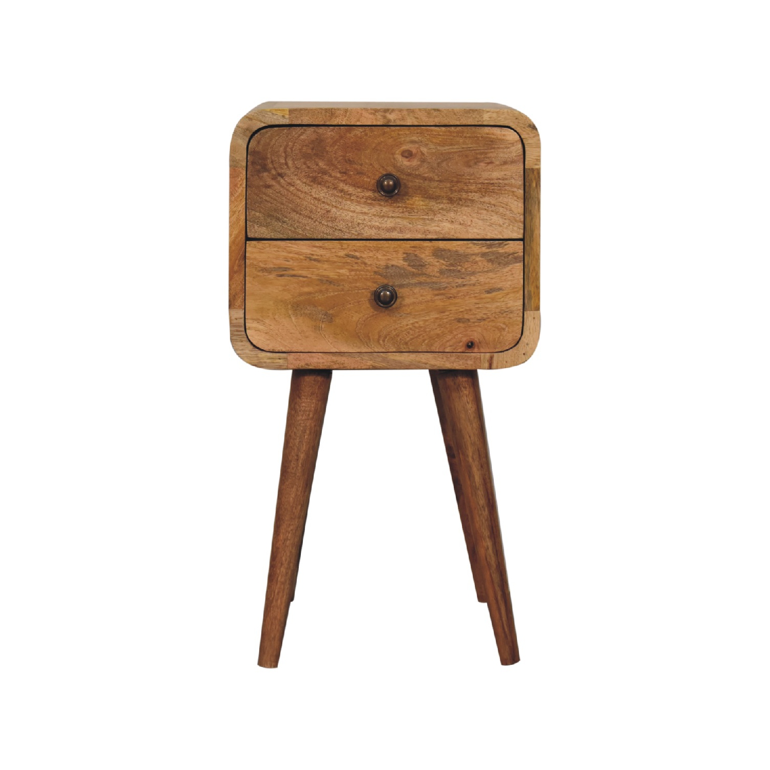 Artisan Furniture Solid Wood Mini Curved Nightstand In Oak-ish Finish