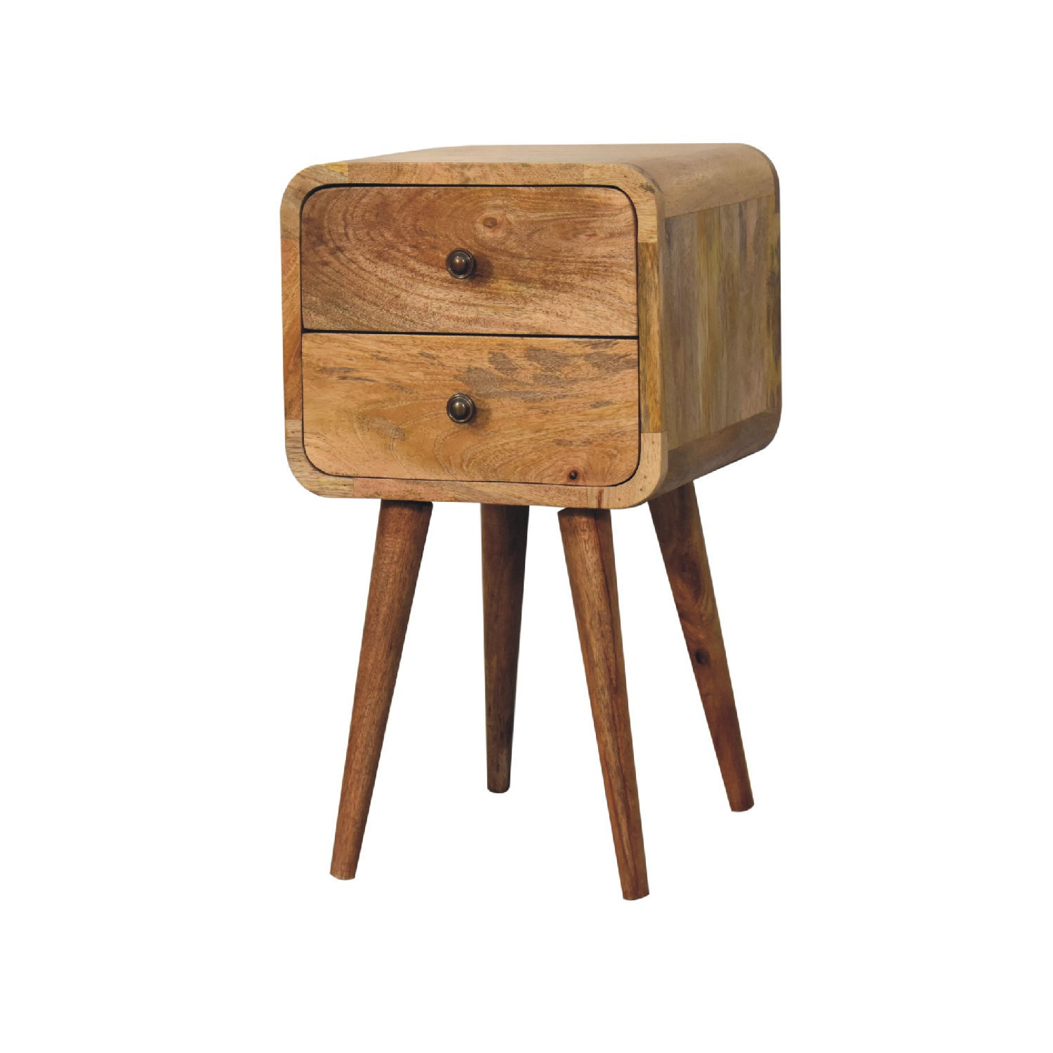 Artisan Furniture Solid Wood Mini Curved Nightstand In Oak-ish Finish