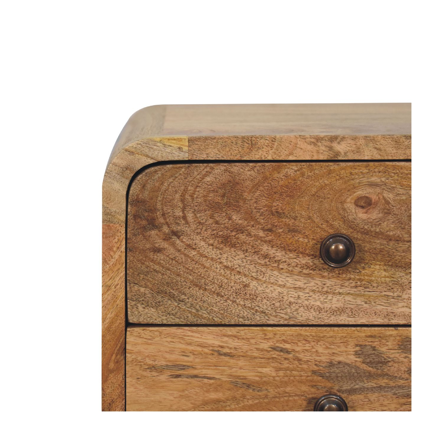 Artisan Furniture Solid Wood Mini Curved Nightstand In Oak-ish Finish