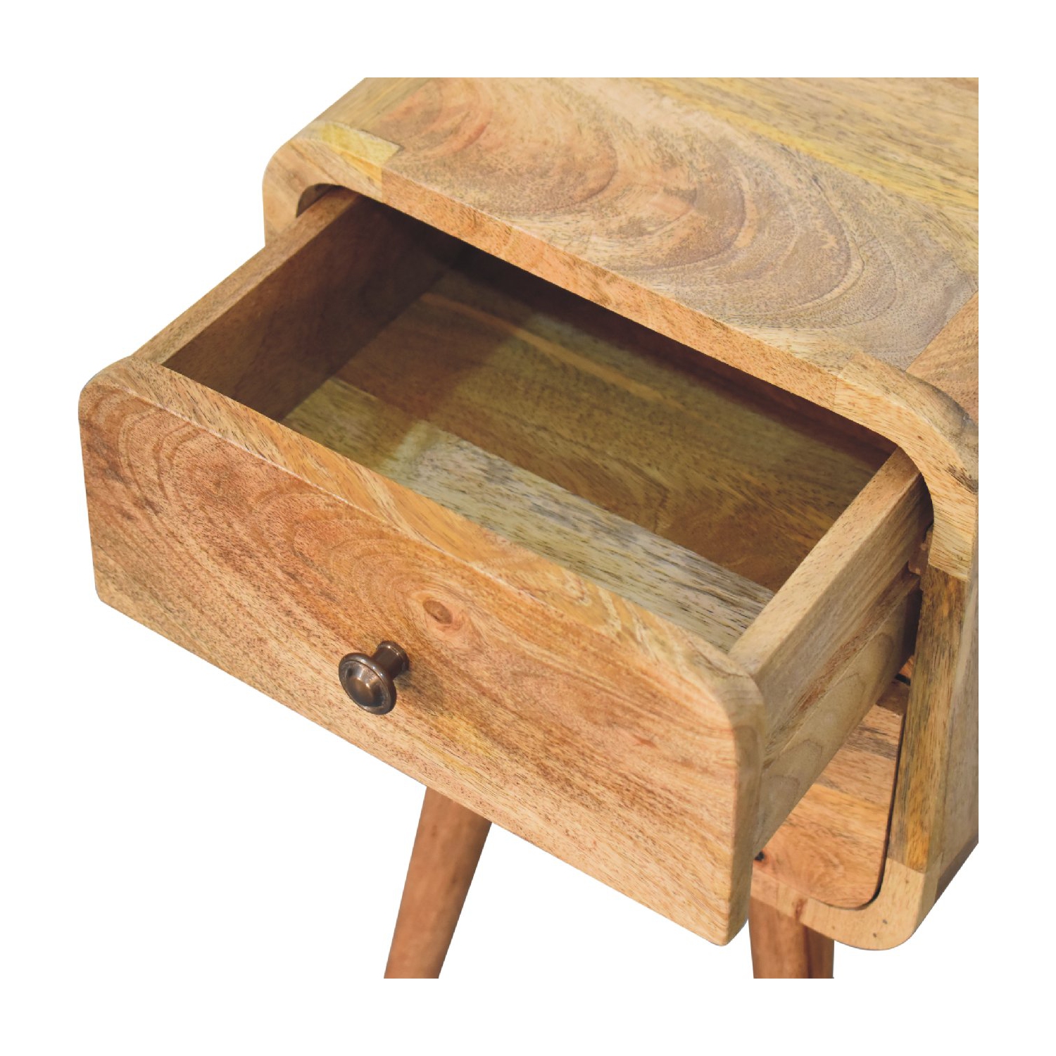 Artisan Furniture Solid Wood Mini Curved Nightstand In Oak-ish Finish