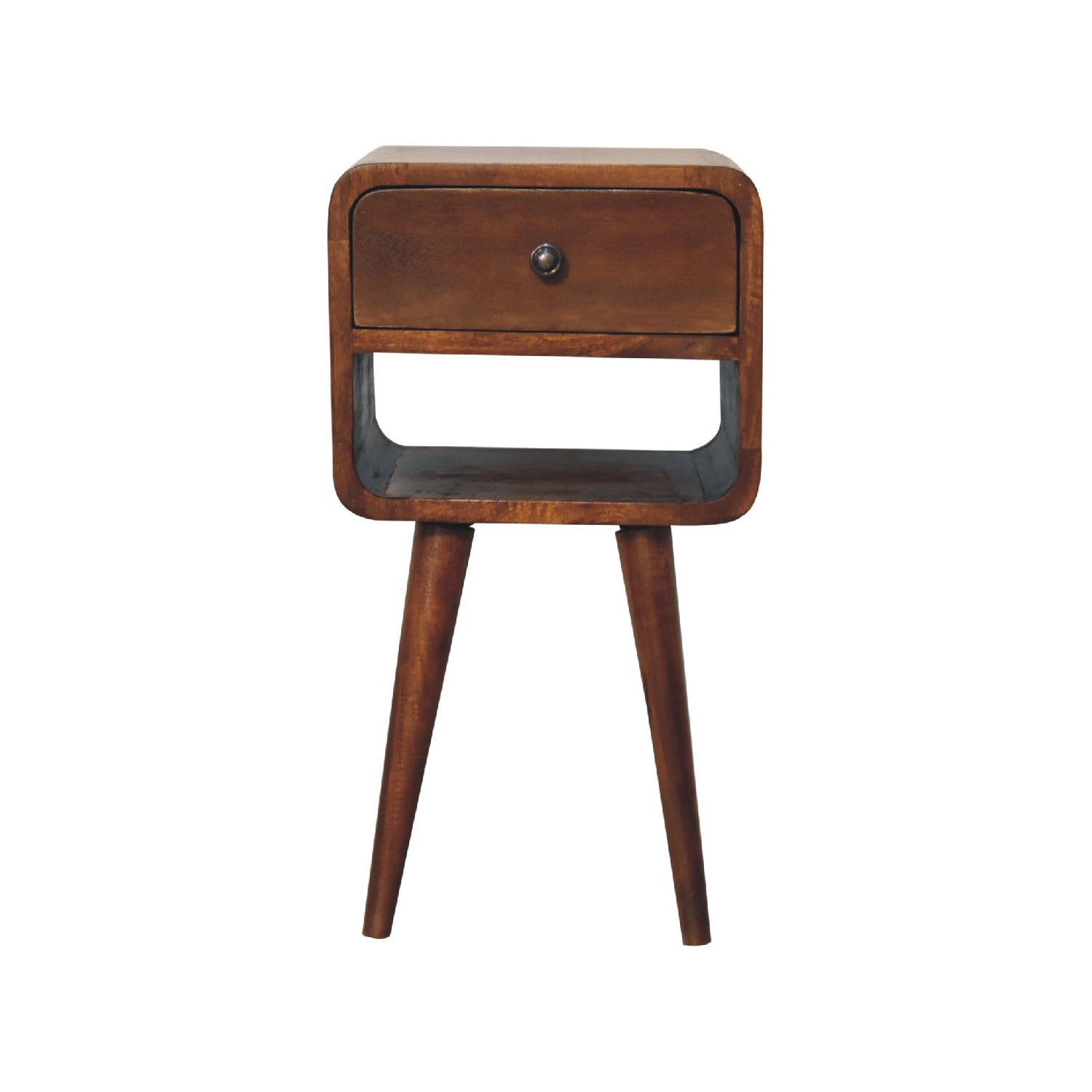 Artisan Furniture Solid Wood Mini Curve Lower Nightstand In Chestnut Finish