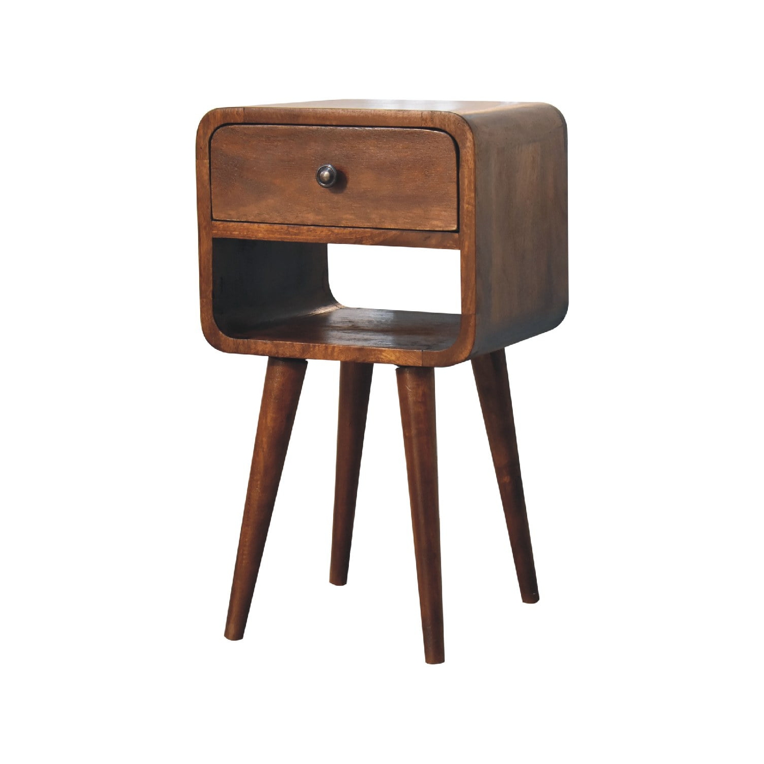 Artisan Furniture Solid Wood Mini Curve Lower Nightstand In Chestnut Finish