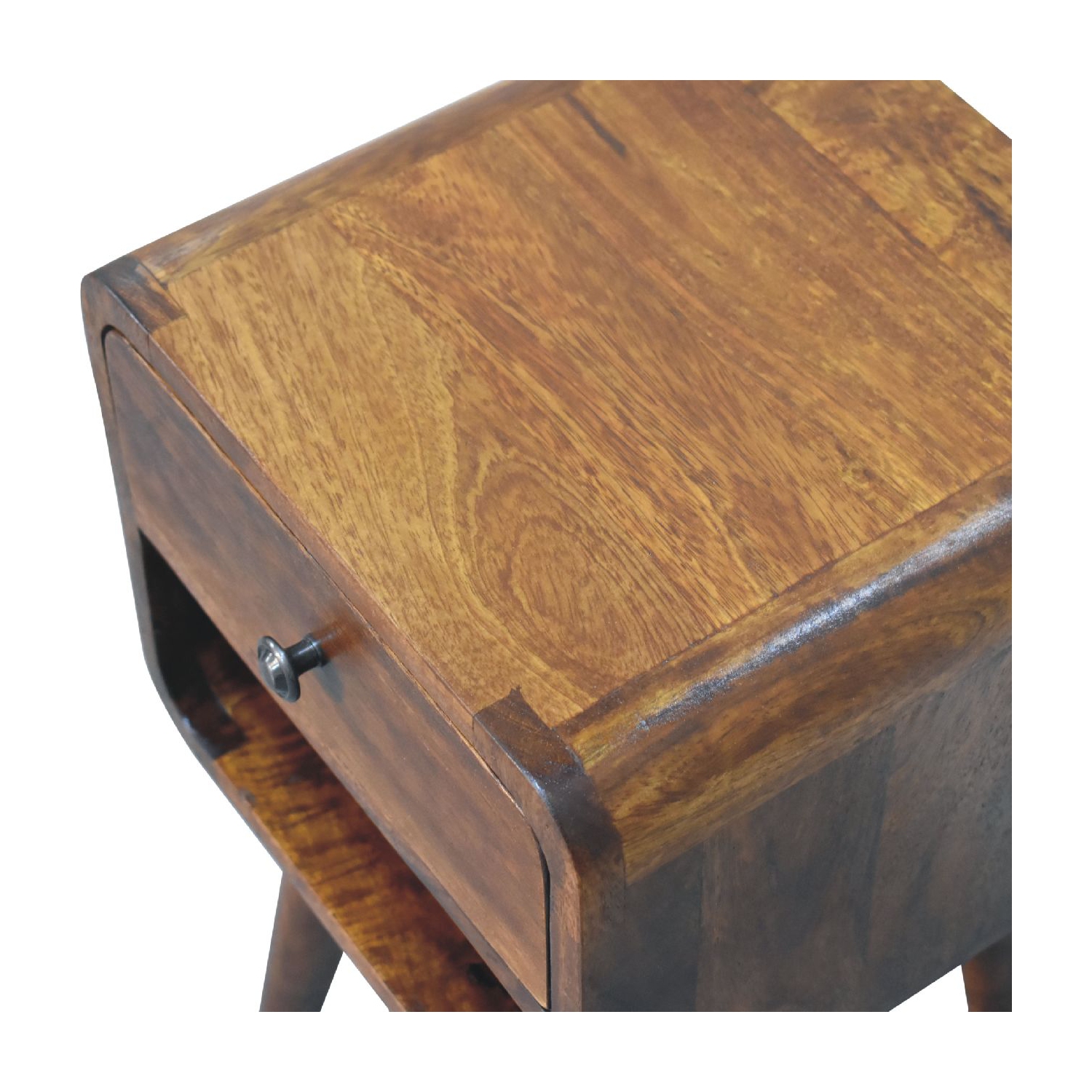 Artisan Furniture Solid Wood Mini Curve Lower Nightstand In Chestnut Finish