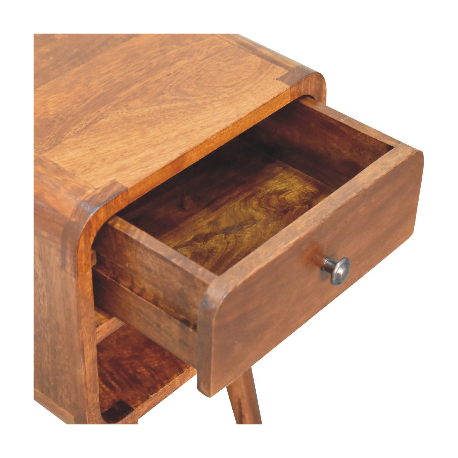 Artisan Furniture Solid Wood Mini Curve Lower Nightstand In Chestnut Finish