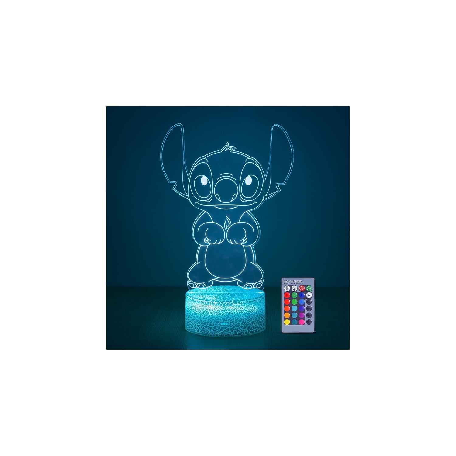 Veilleuse 3D Illusion Stitch : Lumières à cadeaux Stitch avec télécommande et Smart Touch, Stitch Stuff pour la lampe de chambre fille, cadeaux de