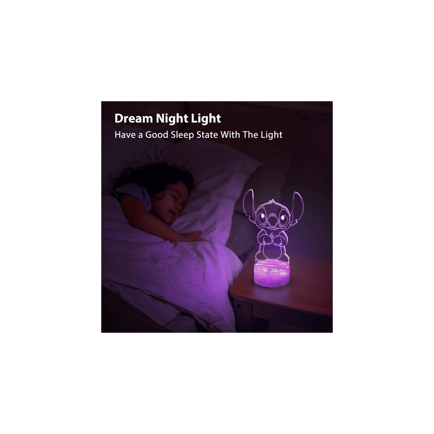 Veilleuse 3D Illusion Stitch : Lumières à cadeaux Stitch avec télécommande et Smart Touch, Stitch Stuff pour la lampe de chambre fille, cadeaux de