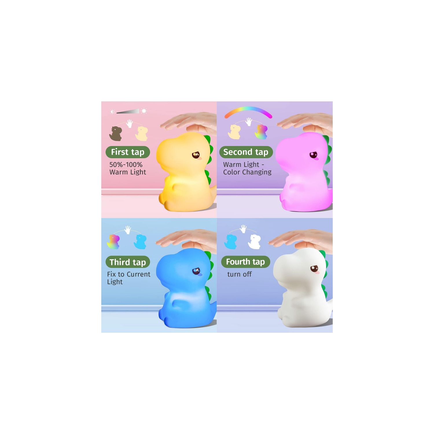 Veilleuse dinosaure pour enfants, 16 veilleuse pour enfants qui change de couleur, veilleuse dinosaure en silicone pour chambre d'enfant, veilleuse