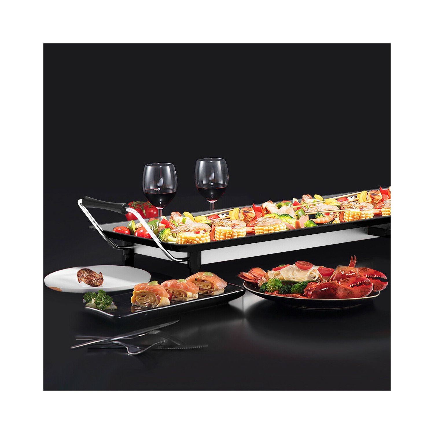 Costway 35" Electric Griddle Teppanyaki Grill, Nonstick Extra Large Cooking Plate for Pancake Barbecue, Indoor Outdoor Table Top Grill with