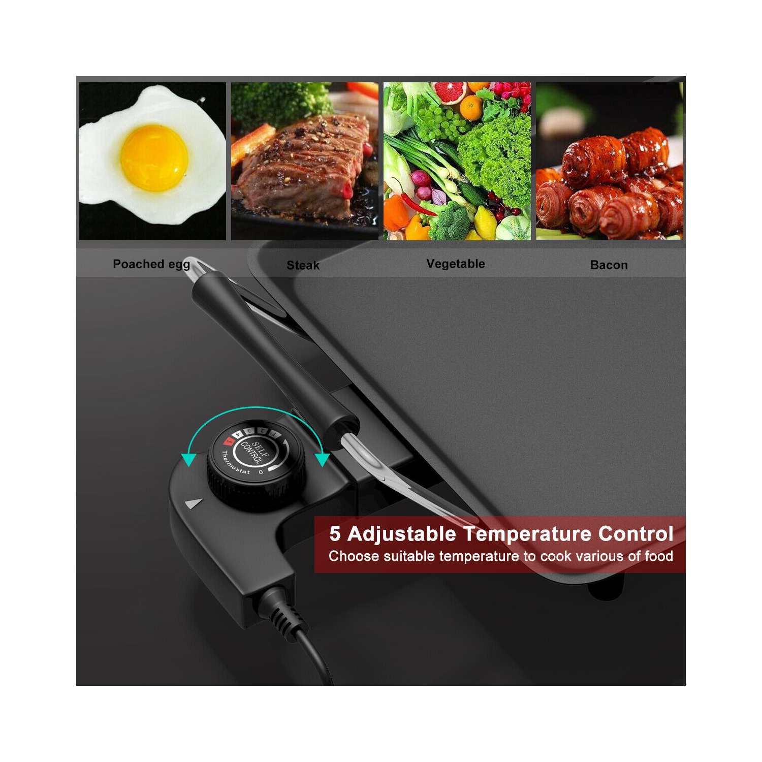 Costway 35" Electric Griddle Teppanyaki Grill, Nonstick Extra Large Cooking Plate for Pancake Barbecue, Indoor Outdoor Table Top Grill with