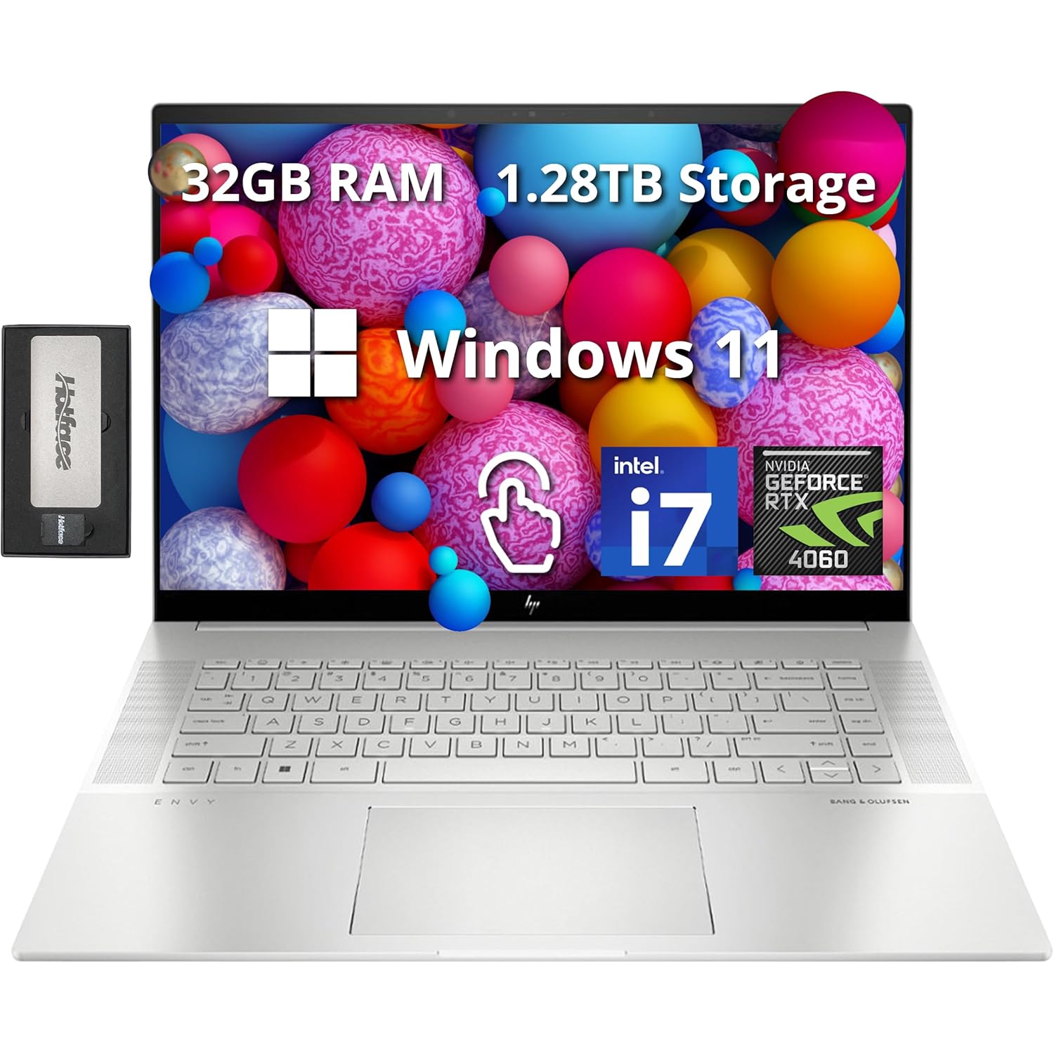 HP Envy 16" WQXGA Touchscreen Laptop, Intel i7-13700H, 1.28TB Storage(1TB SSD+288GB Docking Station Set), 32GB DDR5, NVIDIA GeForce RTX 4060, Backlit Keyboard, Win 11 Home, Silver