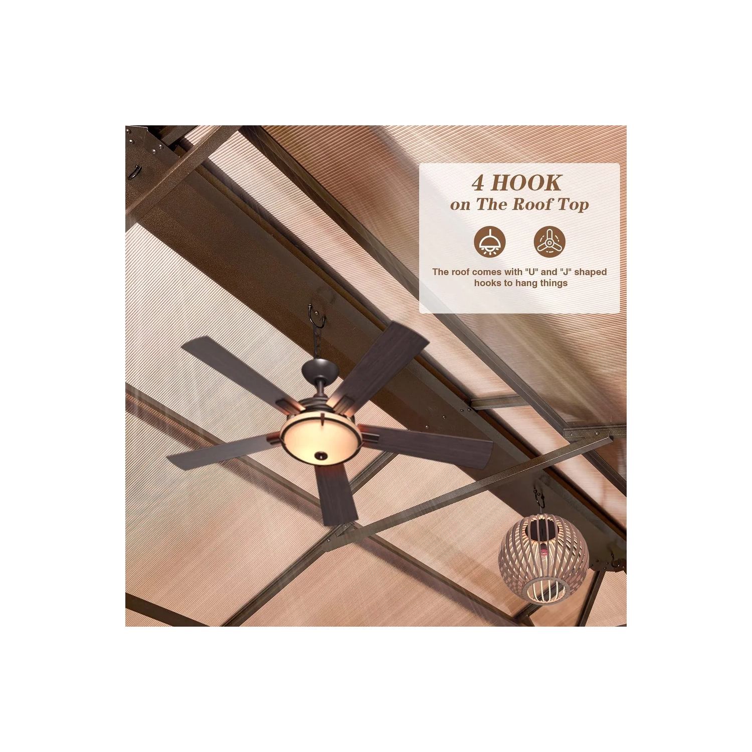 Erommy 12' x 20' Outdoor Double Roof Permanent Hardtop Gazebo Pergola with Prime Netting and Curtains