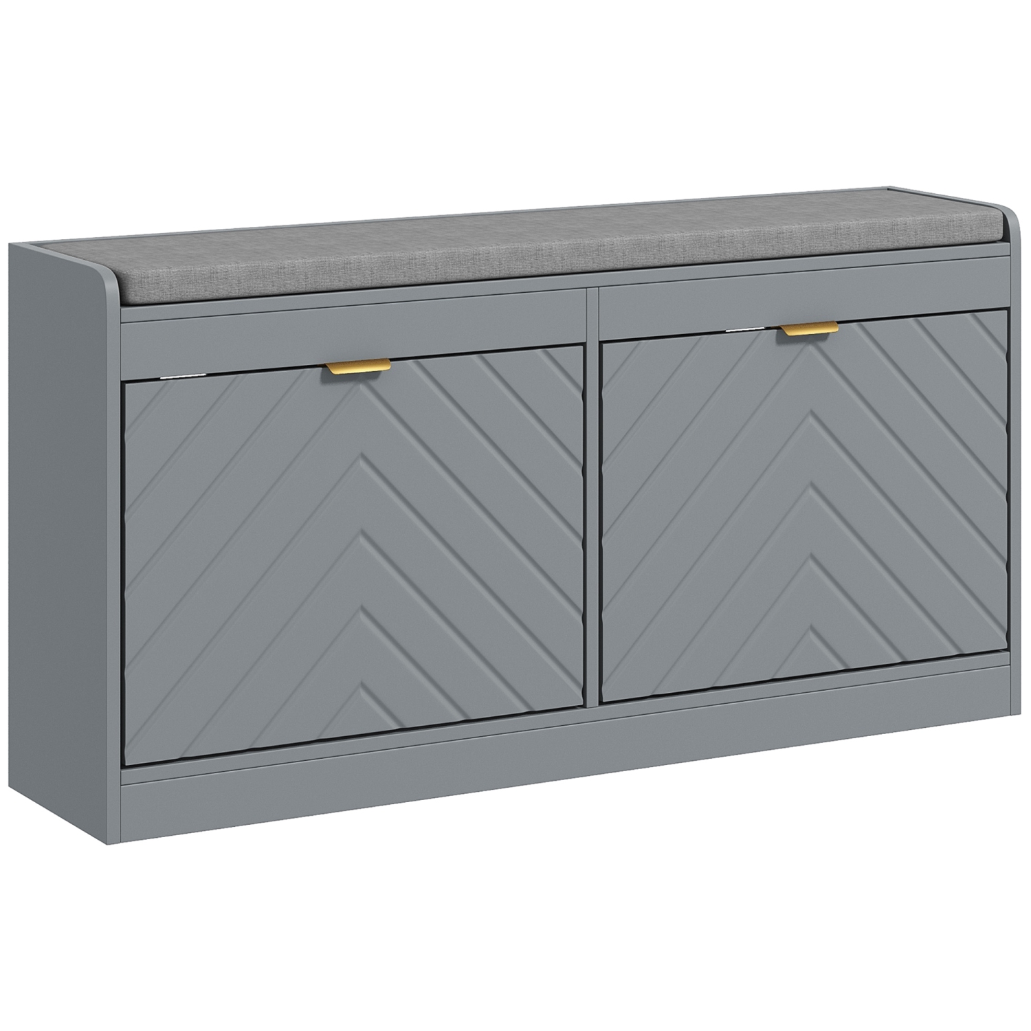 Banc à chaussures de HOMCOM, banc d'entrée avec 2 tiroirs rabattables, coussin de siège et 4 évents pour 8 paires de chaussures pour couloir, salon,