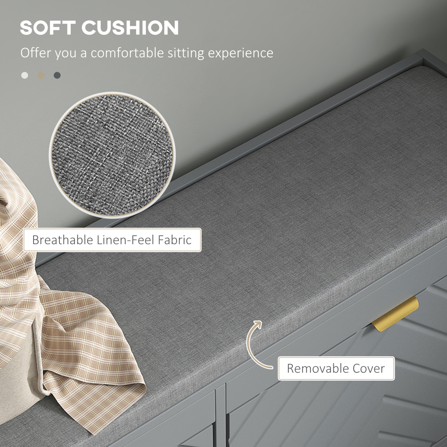 Banc à chaussures de HOMCOM, banc d'entrée avec 2 tiroirs rabattables, coussin de siège et 4 évents pour 8 paires de chaussures pour couloir, salon,