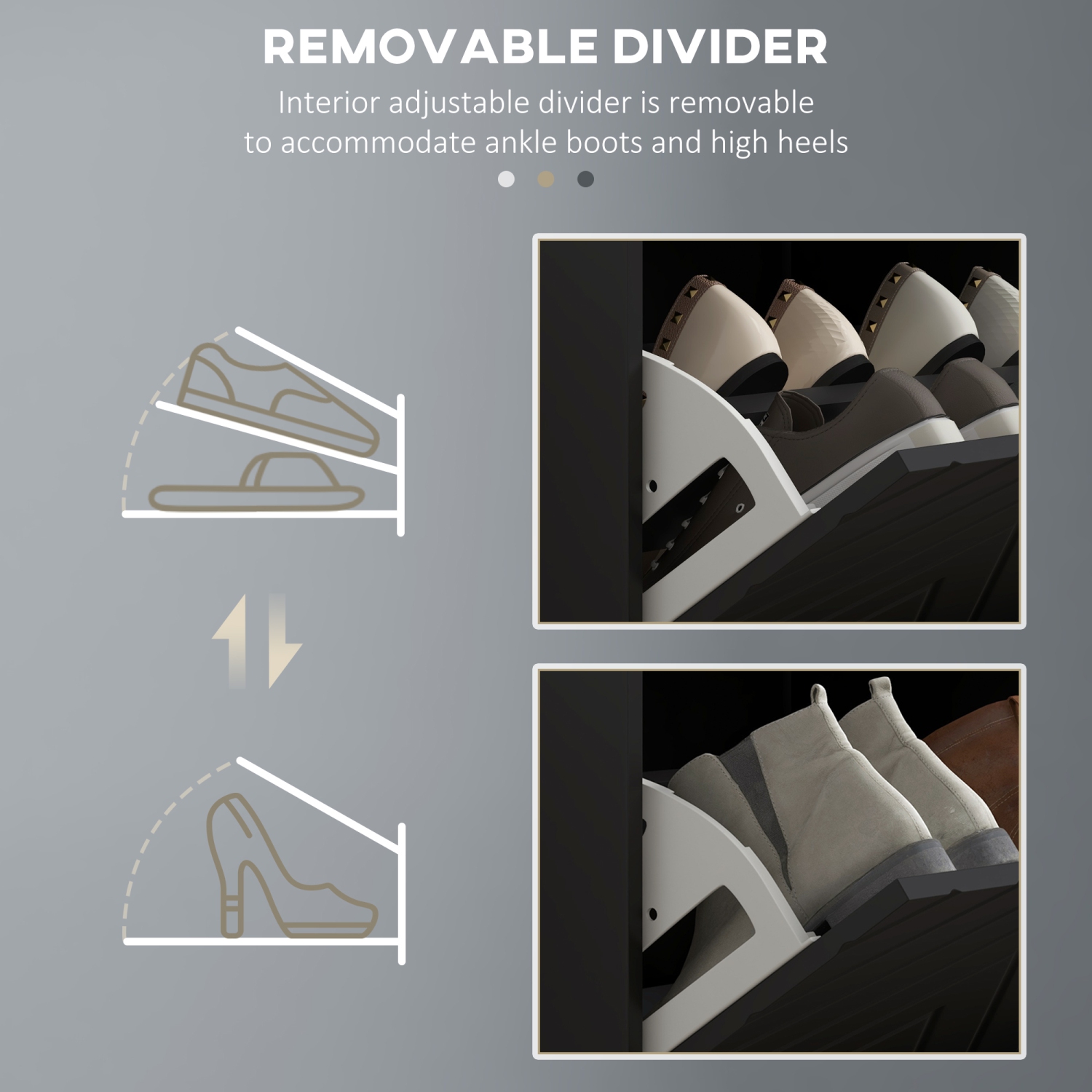 HOMCOM Shoe Bench, Entryway Bench with 2 Flip Drawers, Seating Cushion and 4 Vents for 8 Pairs of Shoes for Hallway, Living Room, Black