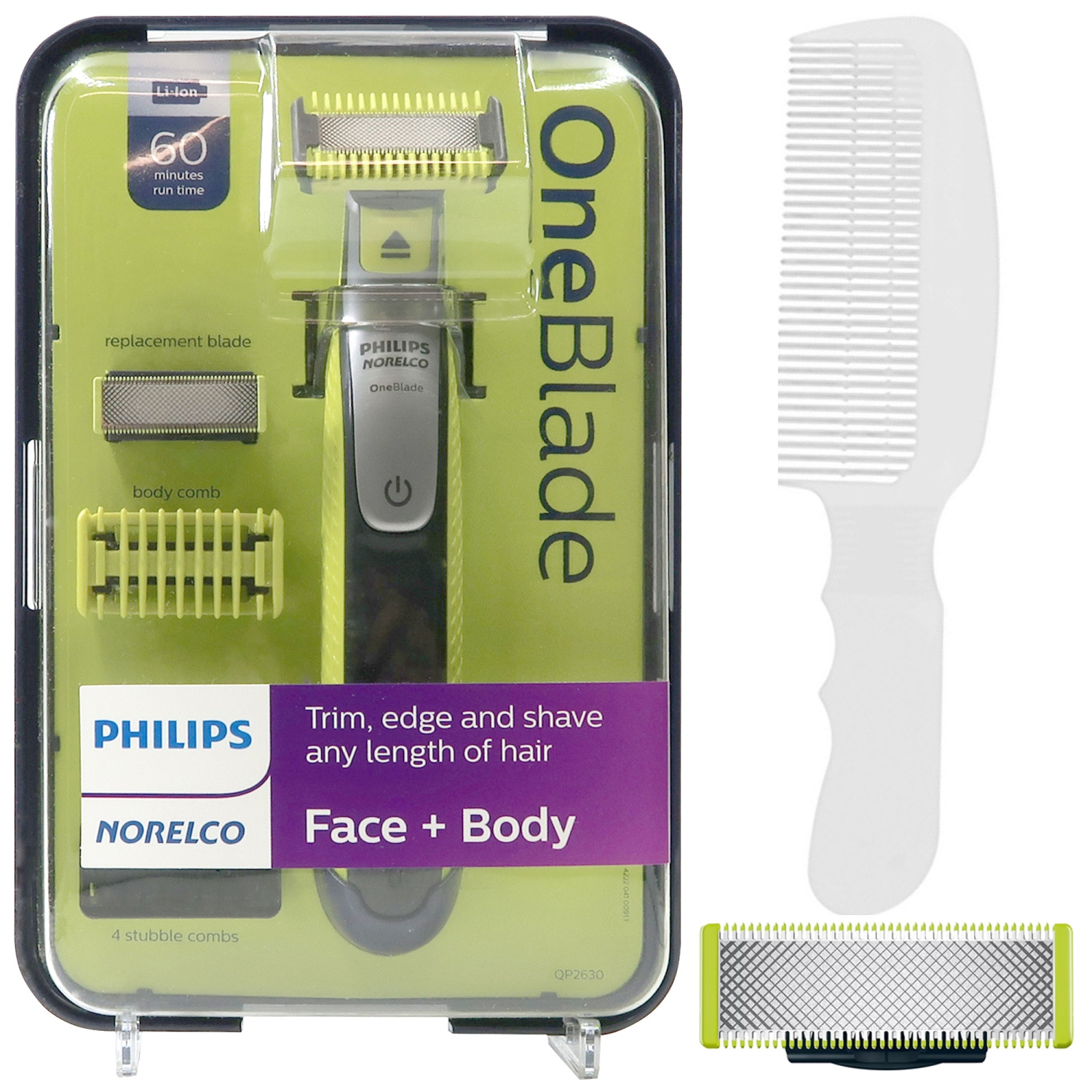 Philips Norelco OneBlade Face Body Hybrid Electric Trimmer with Blade and Comb