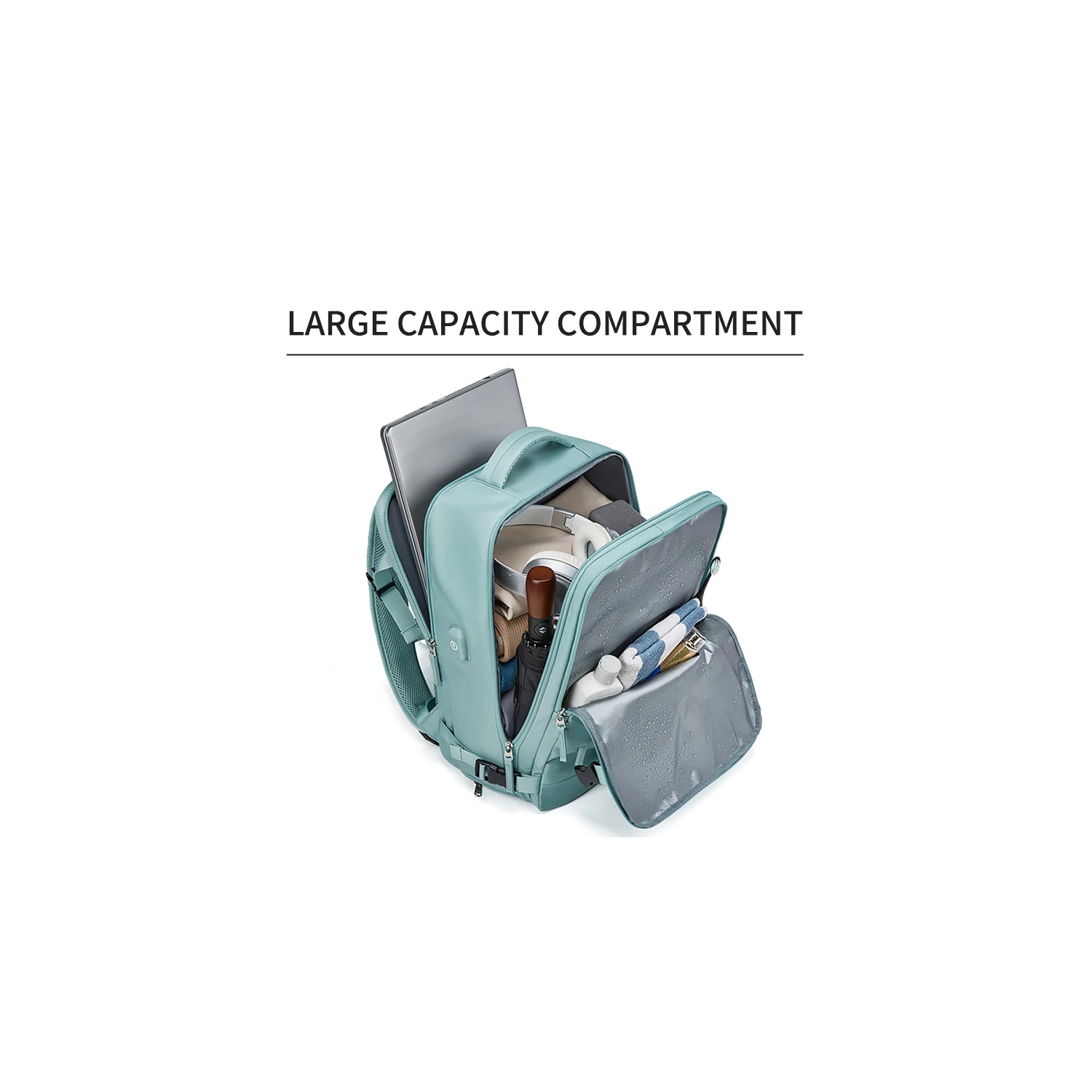 Large Travel Backpack for Men -Women - Waterproof Outdoor Sports Rucksack with USB Charging Port, Fits 15.6 Inch Laptop, Shoes Compartment - Ideal