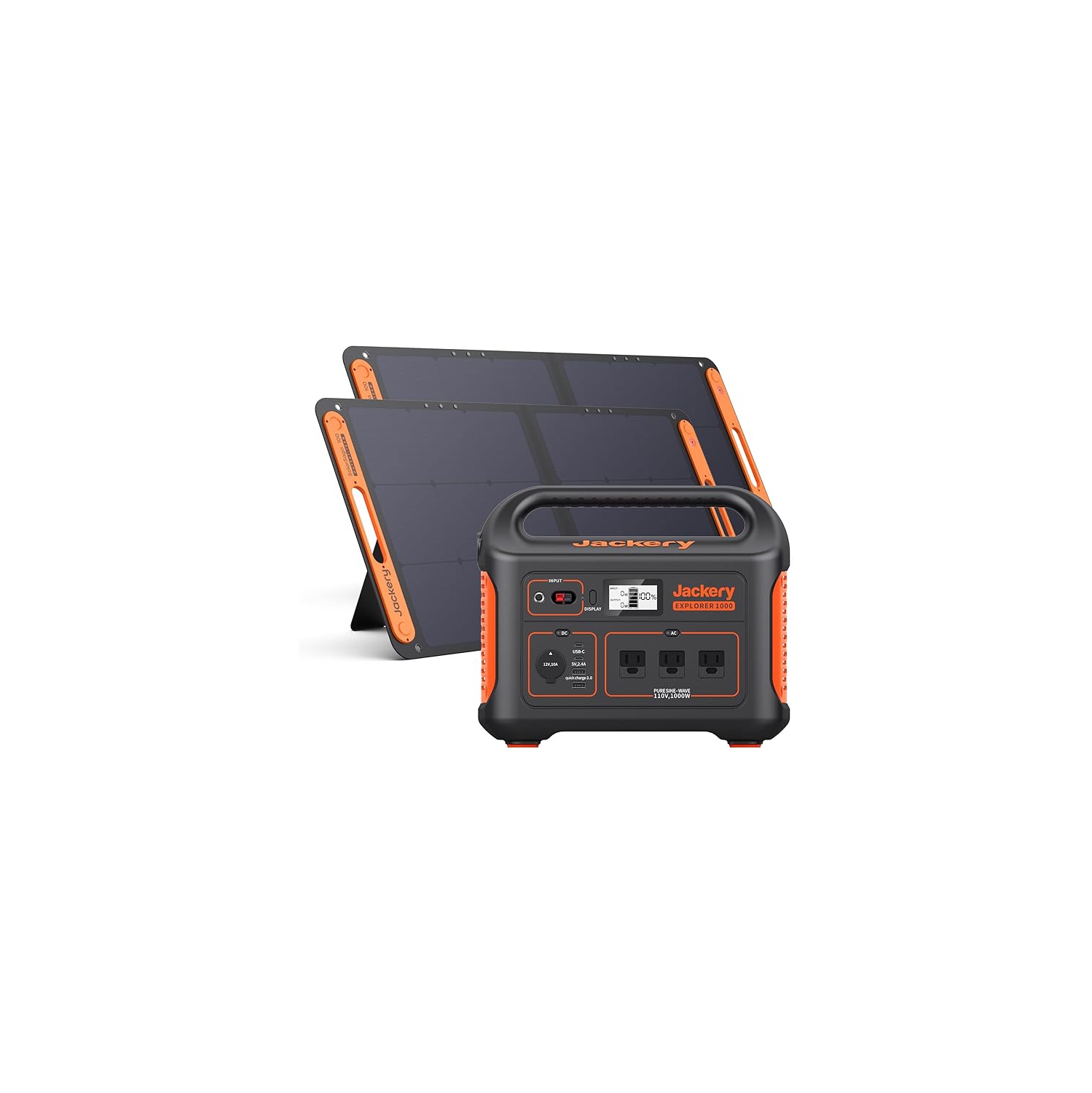 (Refurbished Excellent) Jackery Solar Generator 1000, Explorer 1000 and 2 xSolarSaga 100W Solar Panel