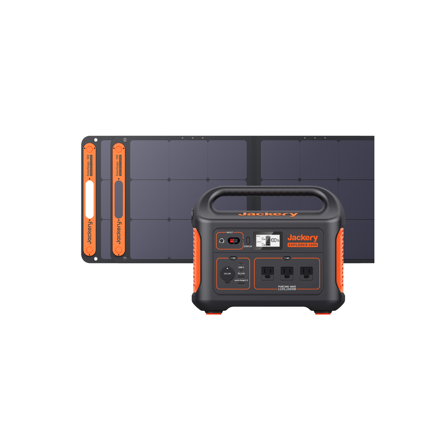 (Refurbished Excellent) Jackery Solar Generator 1000, Explorer 1000 and 2 xSolarSaga 100W Solar Panel