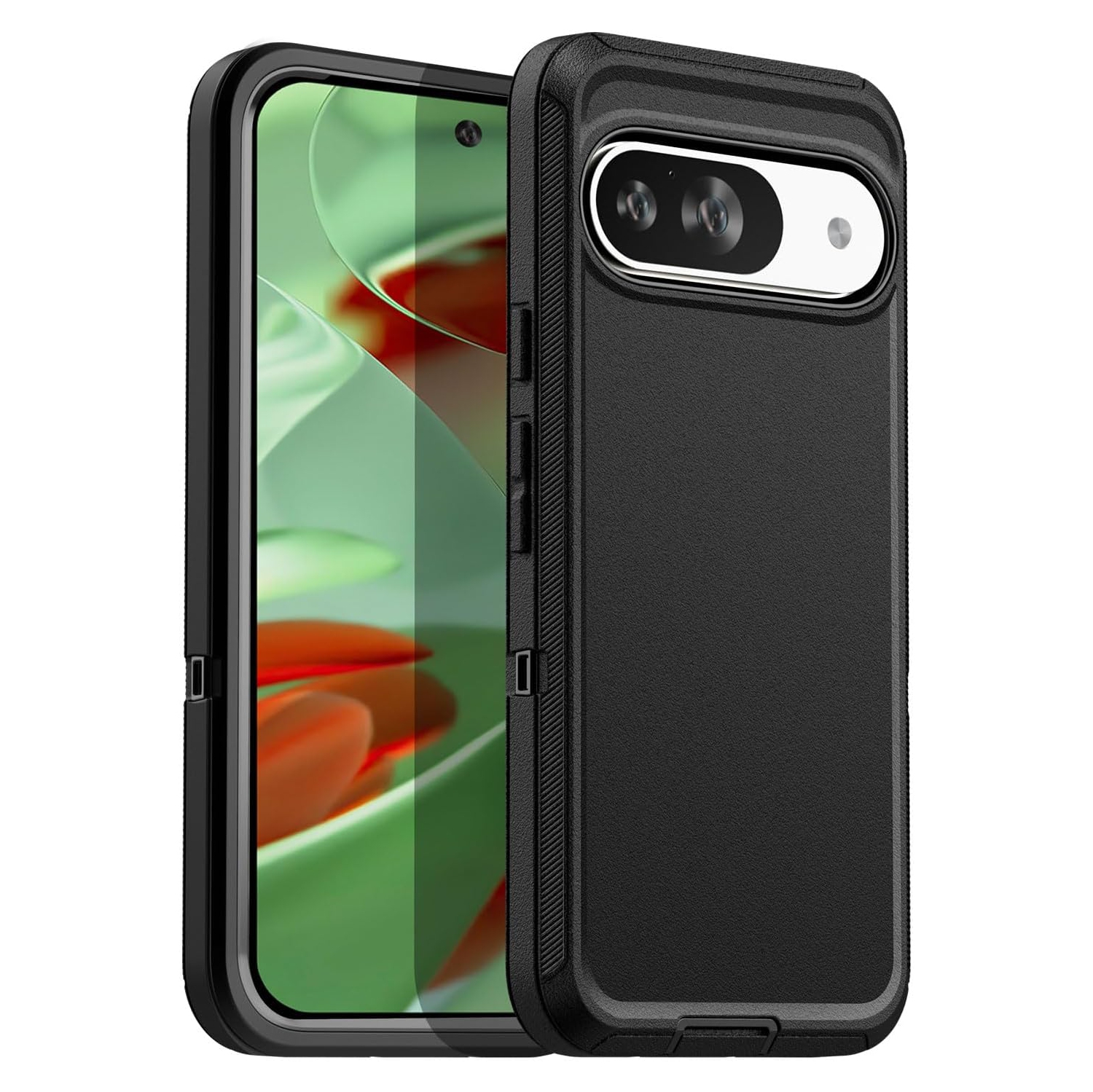 [CS] Étui rigide robuste et antichoc Triple 3 couches Defender pour Google Pixel 9/Pixel 9 Pro, noir