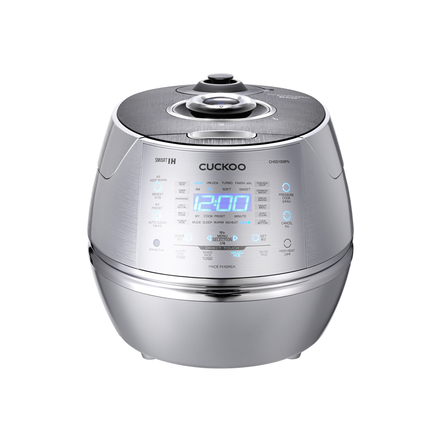 CUCKOO CRP-CHSS1009F 10-Cup Induction Heating Pressure Rice Cooker with Nonstick Inner Pot, 17 Menu Modes, Fuzzy Logic Tech, 3 Voice Guide