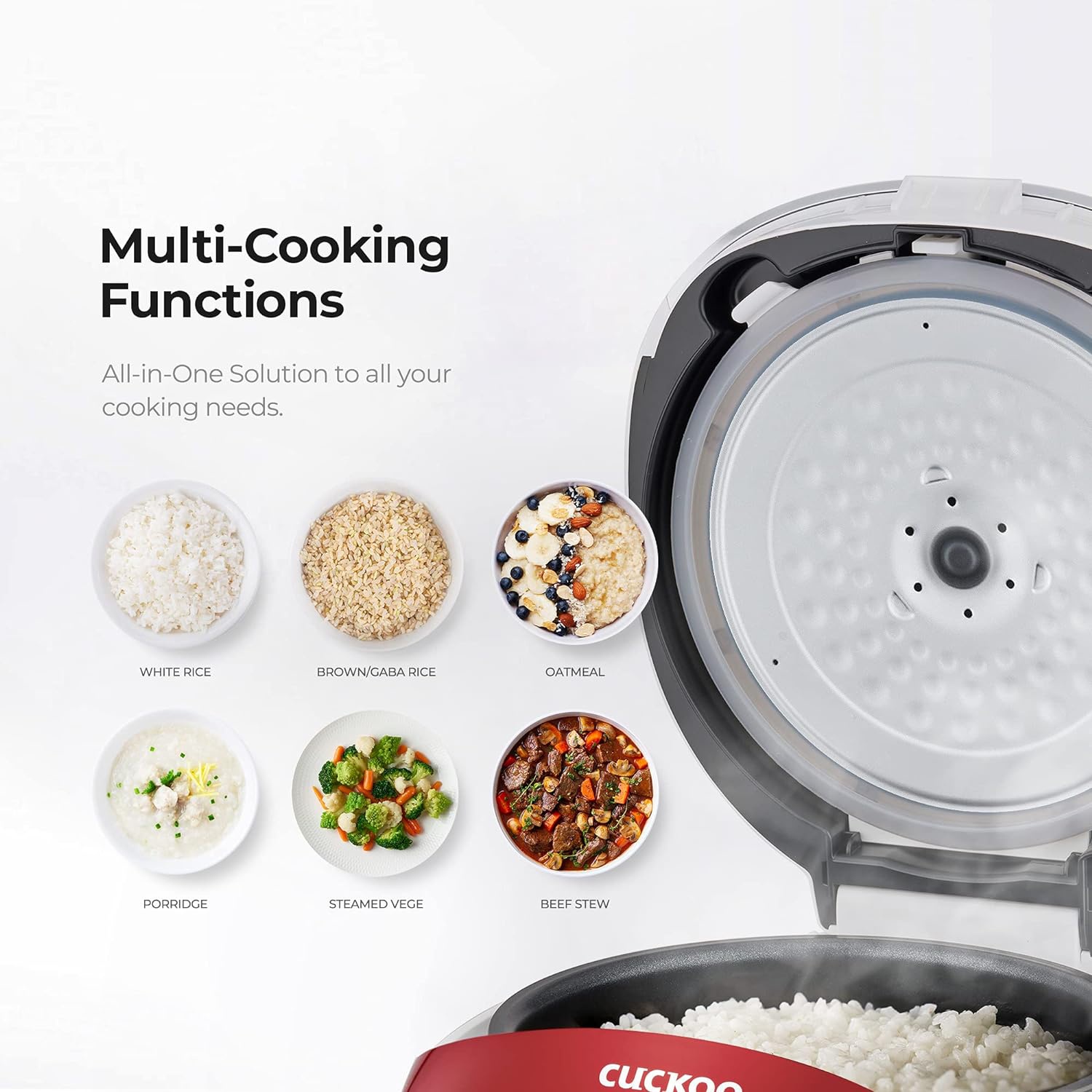 CUCKOO CR-0351FR 3-Cup Electric Warmer Rice Cooker with Nonstick Inner Pot, 5 Menu Modes, LCD Display, Fuzzy Logic Tech