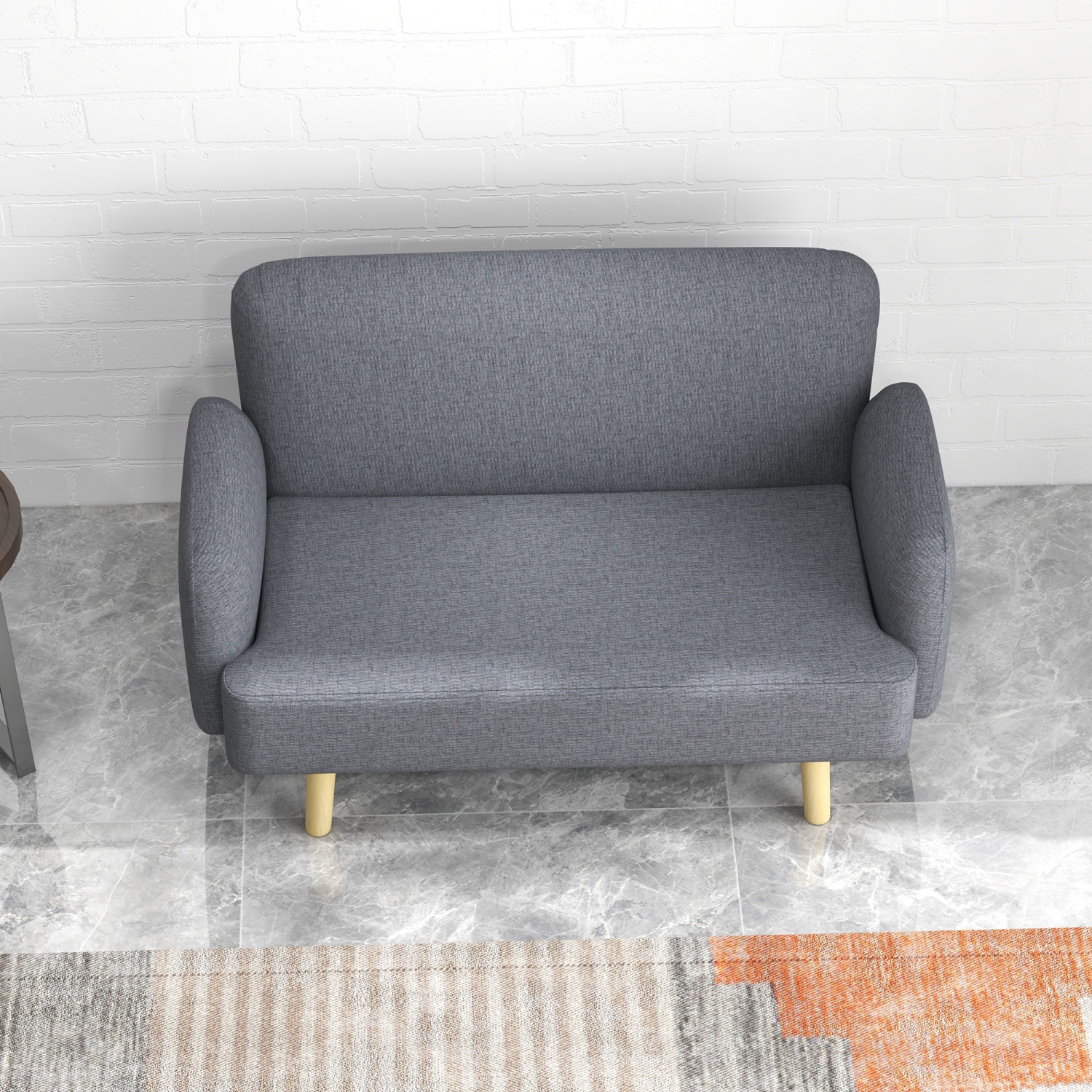 HOMCOM 55" Loveseat Sofa, 2 Seater Velvet Sofa Couch with 8.3" Thick Padding and Rubber Wood Legs, Upholstered Love Seat for Living Room, Bedroom,