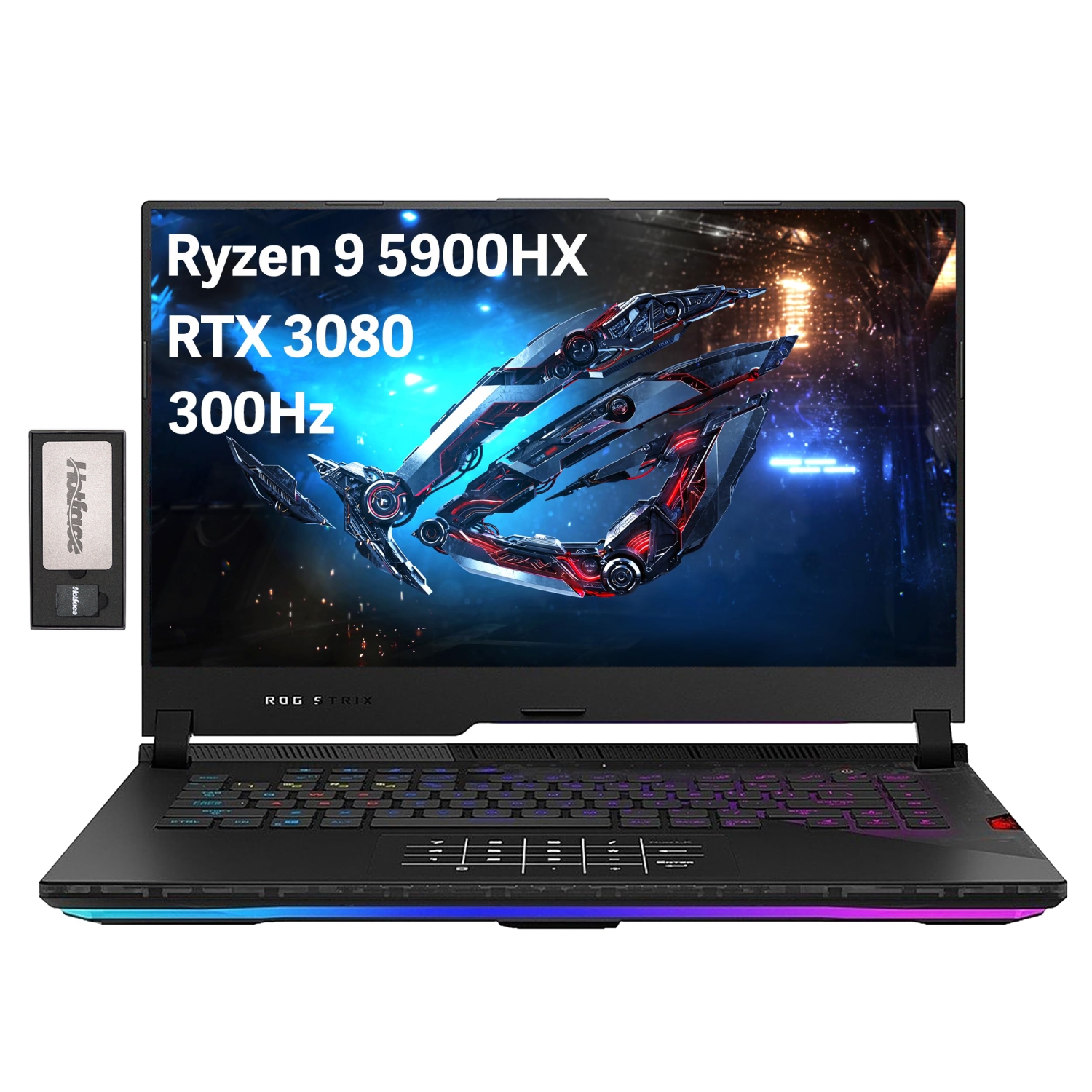 ASUS ROG Strix Scar 15 Gaming Laptop, 15.6" 300Hz IPS FHD Display, AMD Ryzen 9 5900HX, 1TB PCIe SSD, 16GB RAM, NVIDIA GeForce RTX 3080, Win 11 Pro, Black, 128GB Docking Station