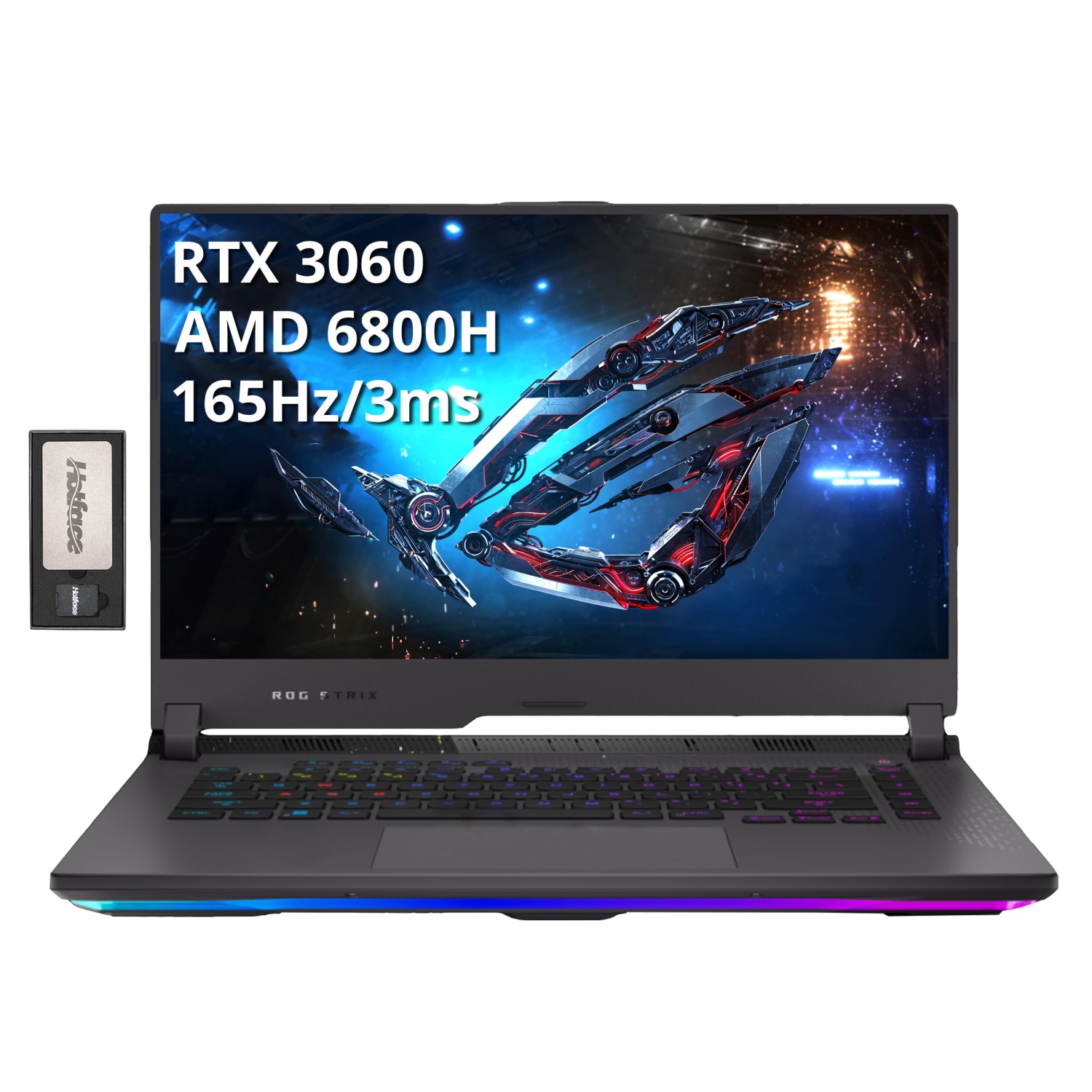 ASUS ROG Strix G15 15.6" 165Hz WQHD Gaming Laptop, AMD Ryzen7 6800H, NVIDIA GeForce RTX 3060, 1TB SSD, 32GB DDR5 RAM, Gray, Win 11 Pro, 128GB Docking Station