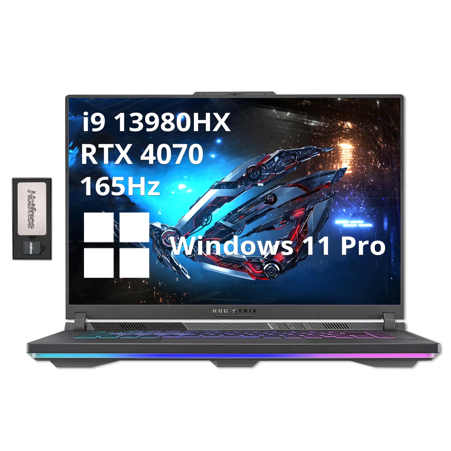 ASUS ROG Strix G16 Gaming Laptop, 16" 16:10 FHD 165Hz, GeForce RTX 4070, Intel Core i9-13980HX, 1TB PCIe SSD, 32GB DDR5, HD Camera, Windows 11 Pro, Gray, 128GB Docking Station