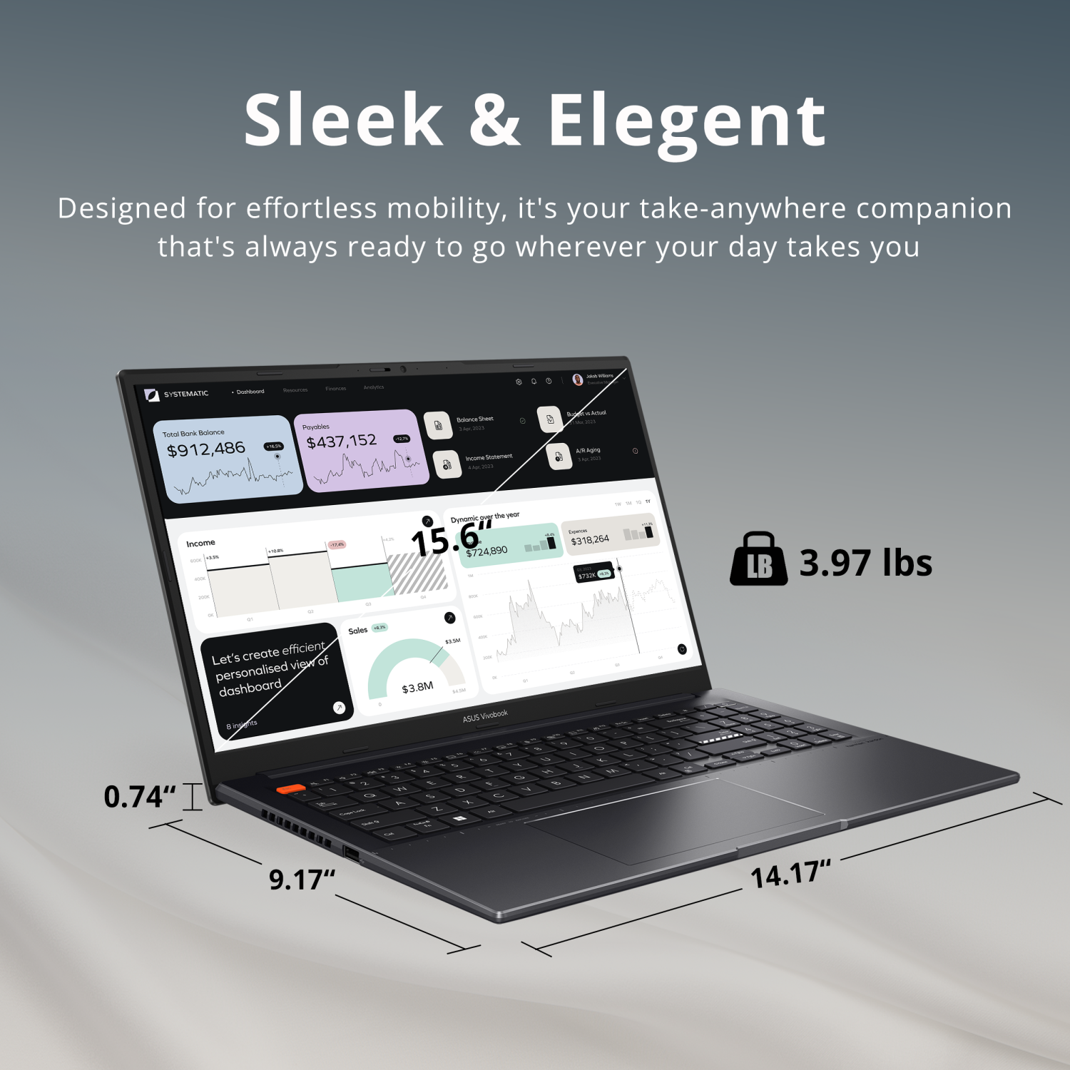 ASUS VivoBook S 15 Slim 15.6" FHD Business Laptop, AMD Ryzen 7 5800H, 512GB SSD, 8GB RAM, AMD Radeon Graphics, Fingerprint Reader, Win 11 Home, Indie