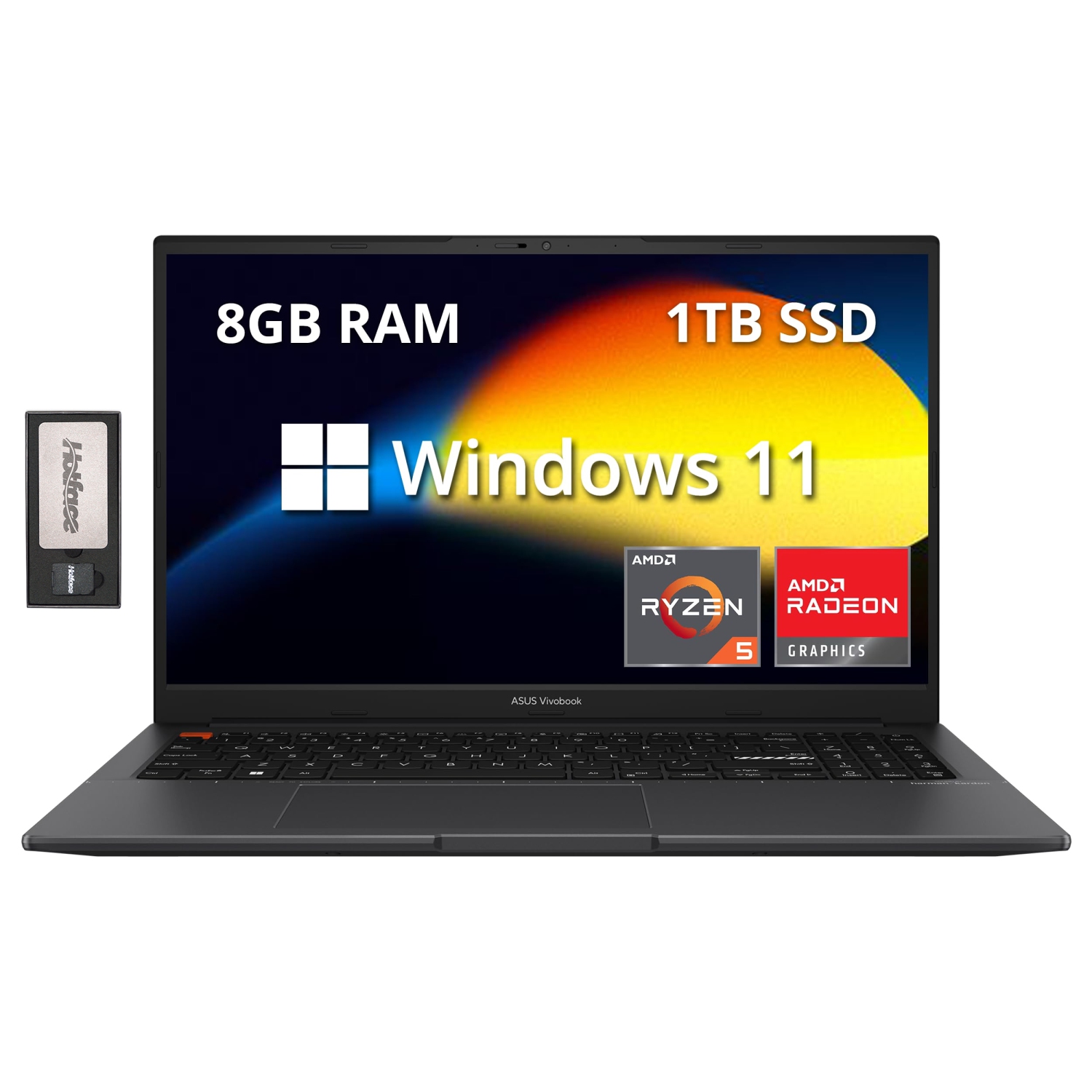 ASUS VivoBook S 15 Slim 15.6" FHD Laptop, AMD Ryzen 5 5600H, 512GB SSD, 8GB RAM, AMD Radeon Graphics, Windows 11 Home, Indie Black, 128GB Docking