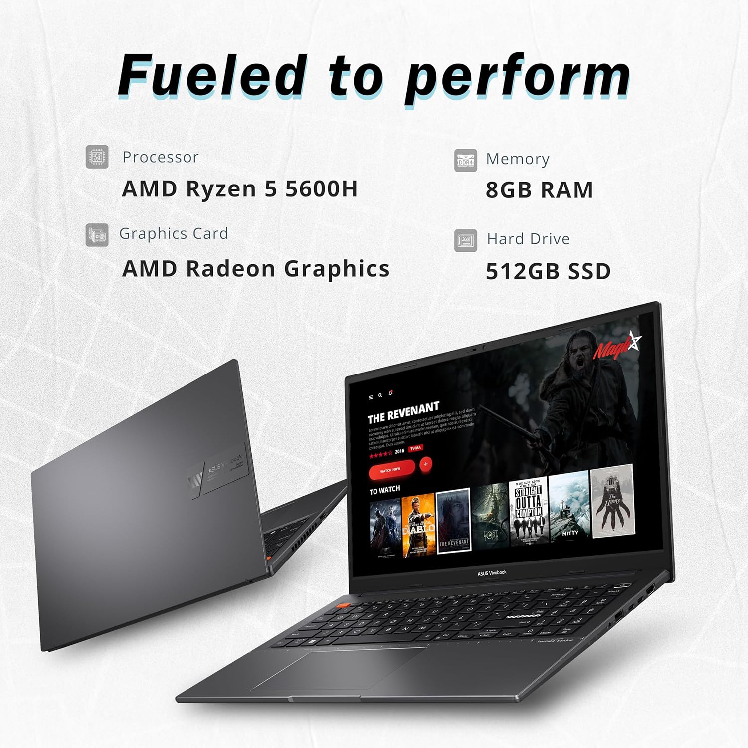 ASUS VivoBook S 15 Slim 15.6" FHD Laptop, AMD Ryzen 5 5600H, 512GB SSD, 8GB RAM, AMD Radeon Graphics, Windows 11 Home, Indie Black, 128GB Docking