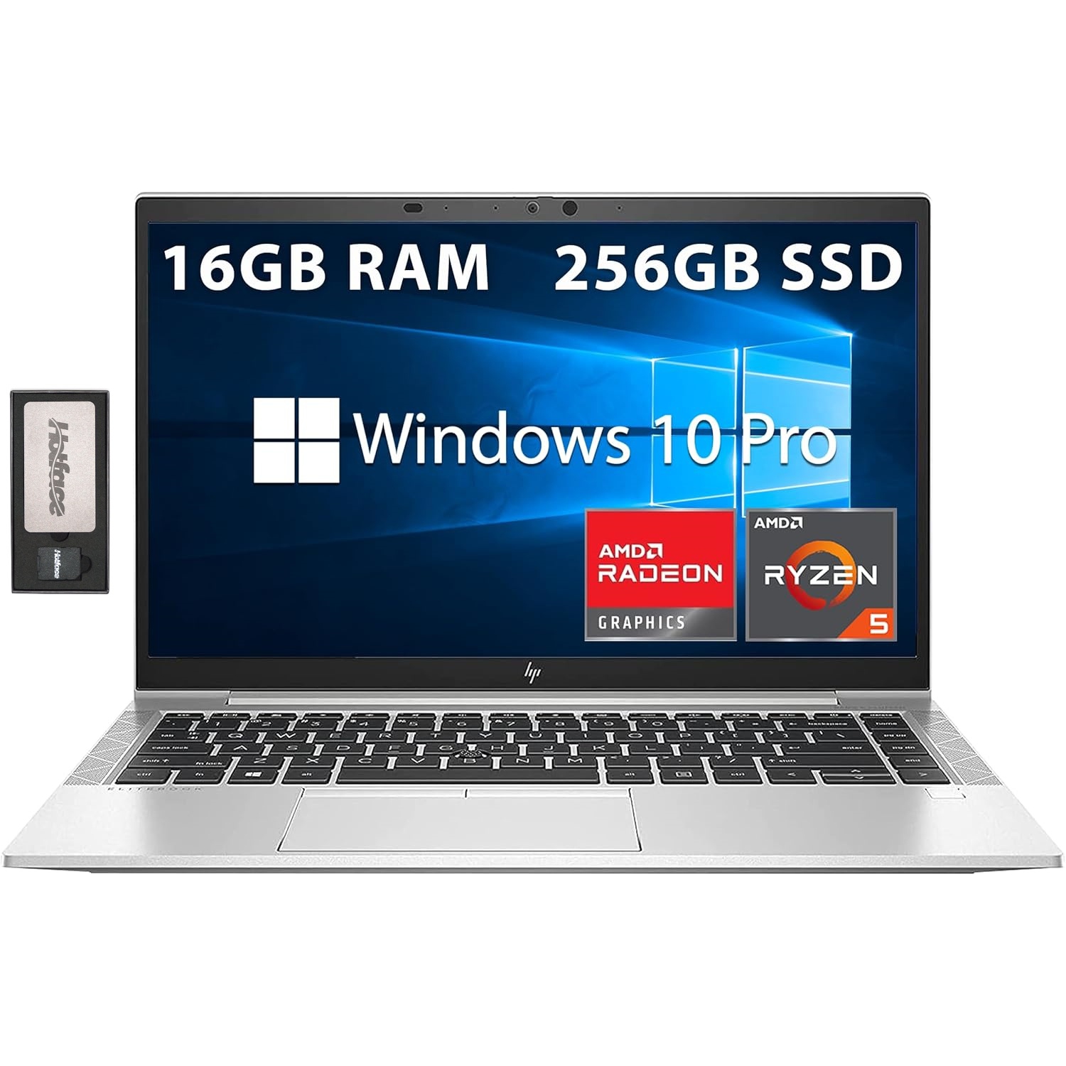 HP 14" EliteBook 845 G8 FHD Business Laptop, AMD Ryzen 5 PRO 5650U Processor, 256GB PCIe SSD, 16GB RAM, Backlit Keyboard, Fingerprint Reader, Win 10 Pro, 128GB Docking Station Set