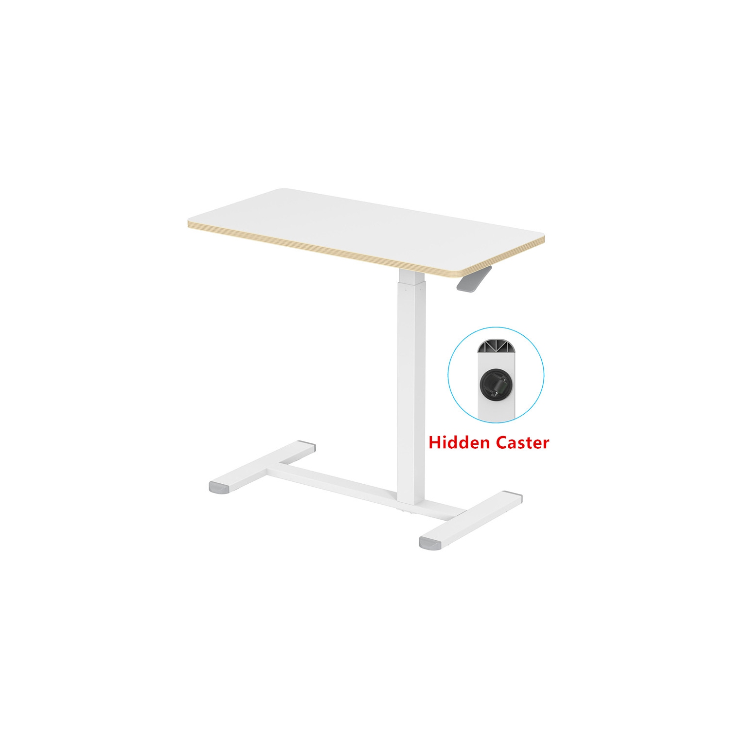 Table de chevet ajustable en hauteur, table de chevet mobile en forme de C avec table de chevet et roulettes dissimulées