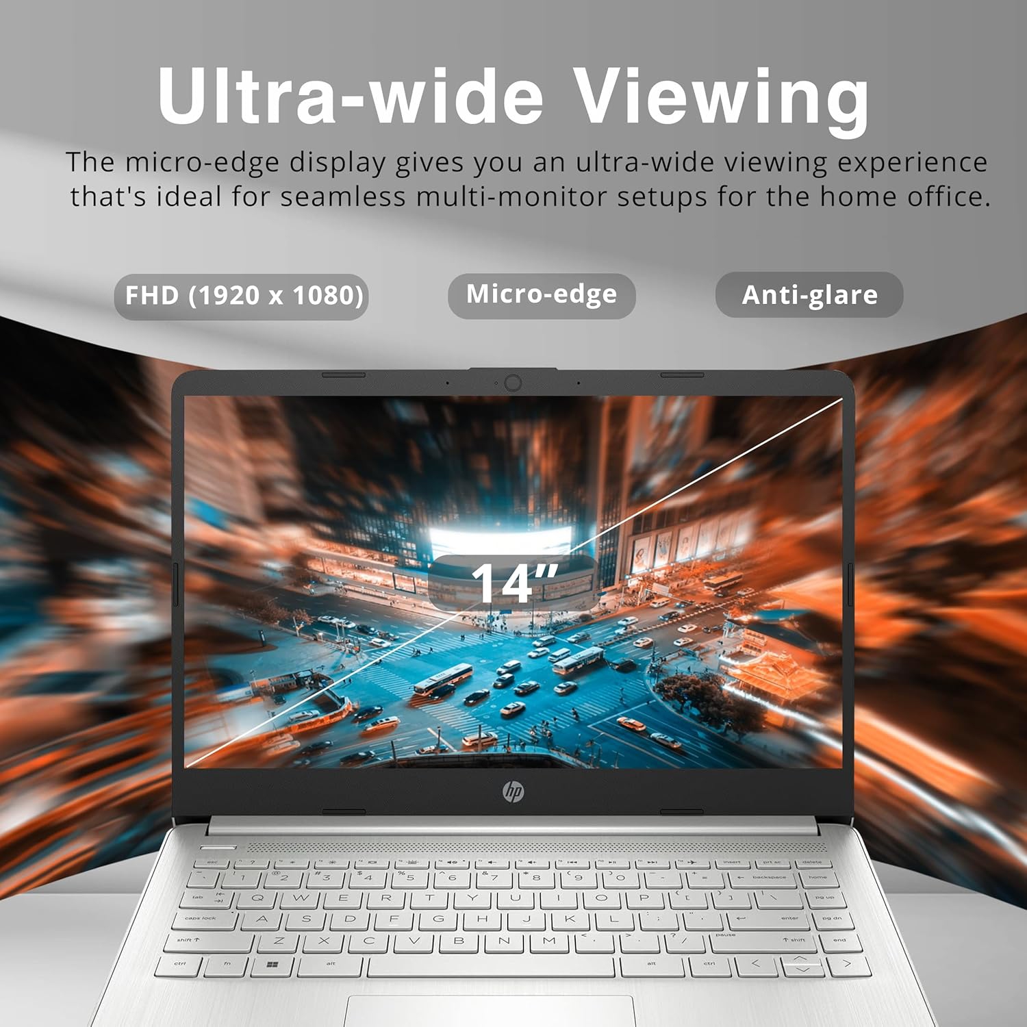 Refurbished - HP 14" FHD Anti-Glare Laptop, Intel Core i3-1215U, 1TB PCIe SSD, 16GB RAM, Intel UHD Graphics, Backlit Keyboard, Win 11, Silver, 32GB