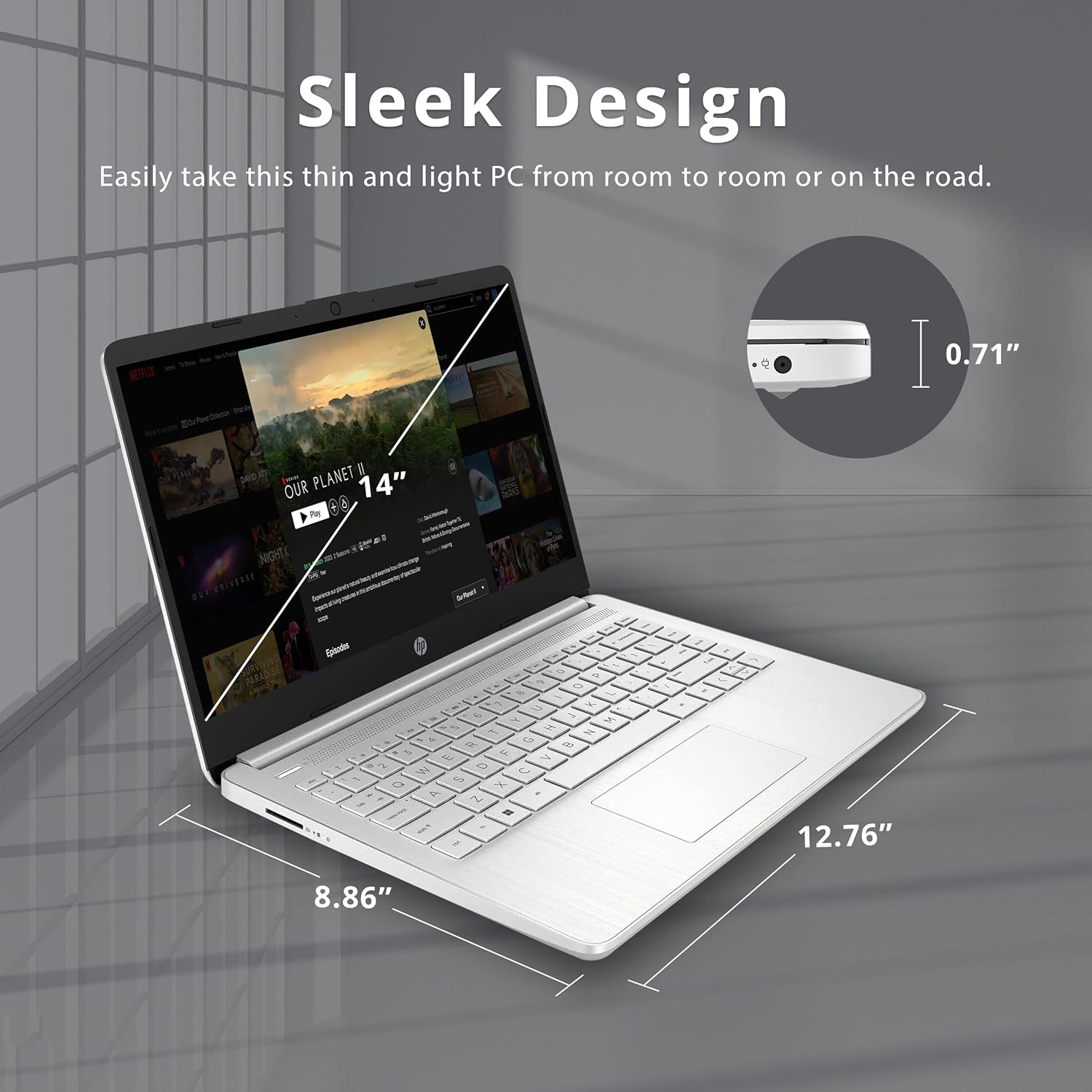 Refurbished - HP 14" FHD Anti-Glare Laptop, Intel Core i3-1215U, 512GB PCIe SSD, 8GB RAM, Intel UHD Graphics, Backlit KB, Webcam, Silver, Win 11,