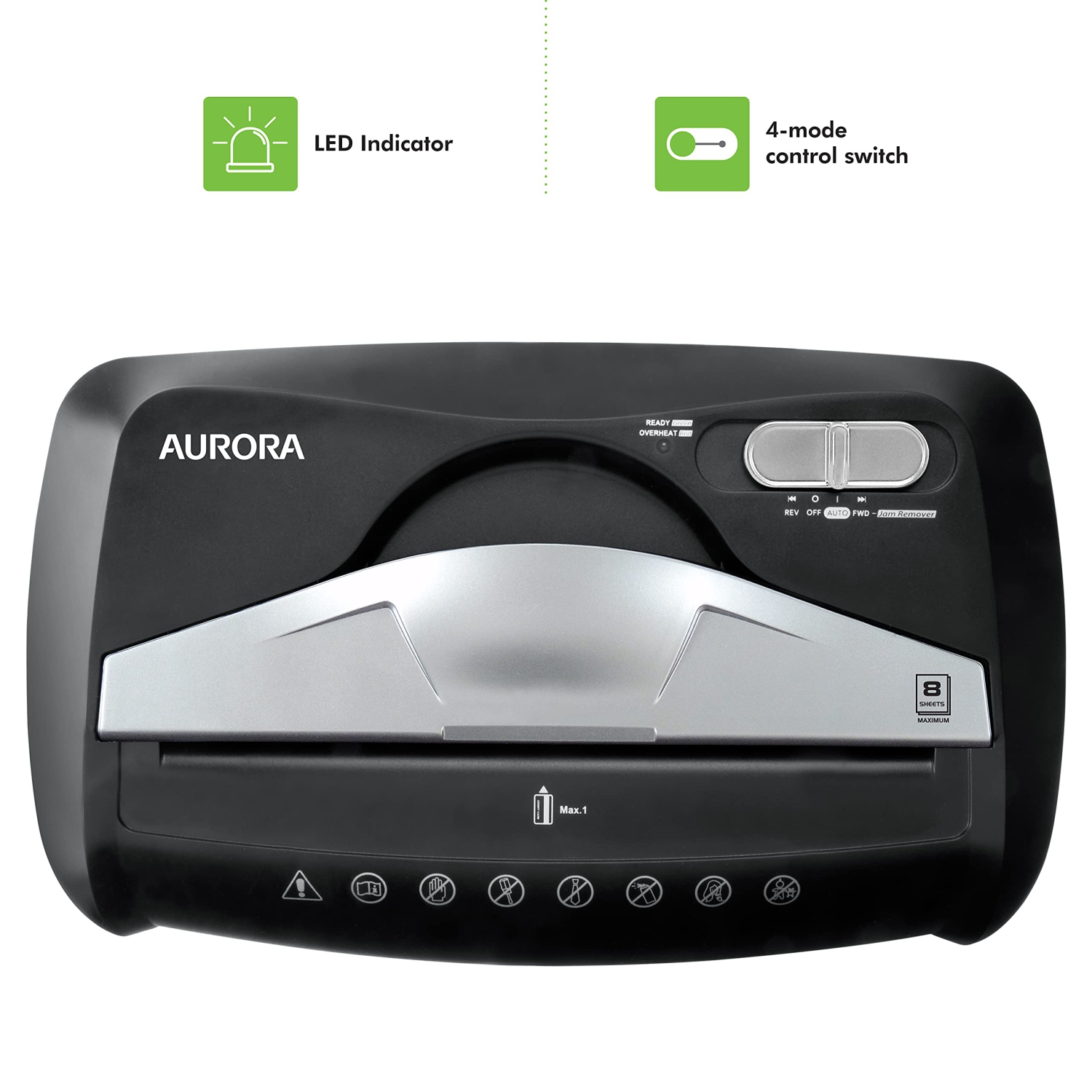 Déchiqueteuse haute sécurité pour cartes de crédit et papier avec corbeille de 3,7 gallons, coupe croisée de 8 feuilles avec panier