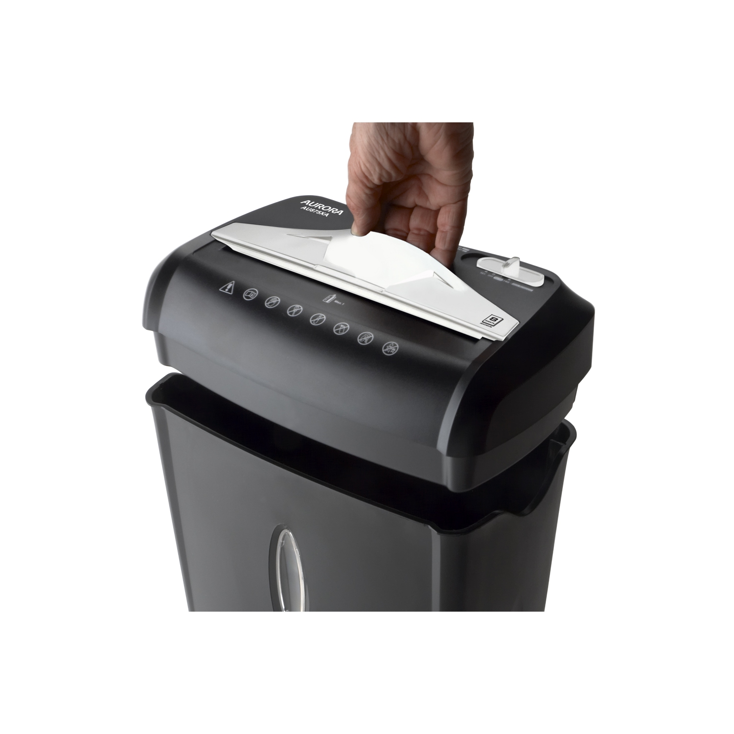 Aurora – Déchiqueteuse AU875XA pour papier et cartes de crédit avec corbeille de 3,7 gallons, coupe croisée de 8 feuilles avec panier