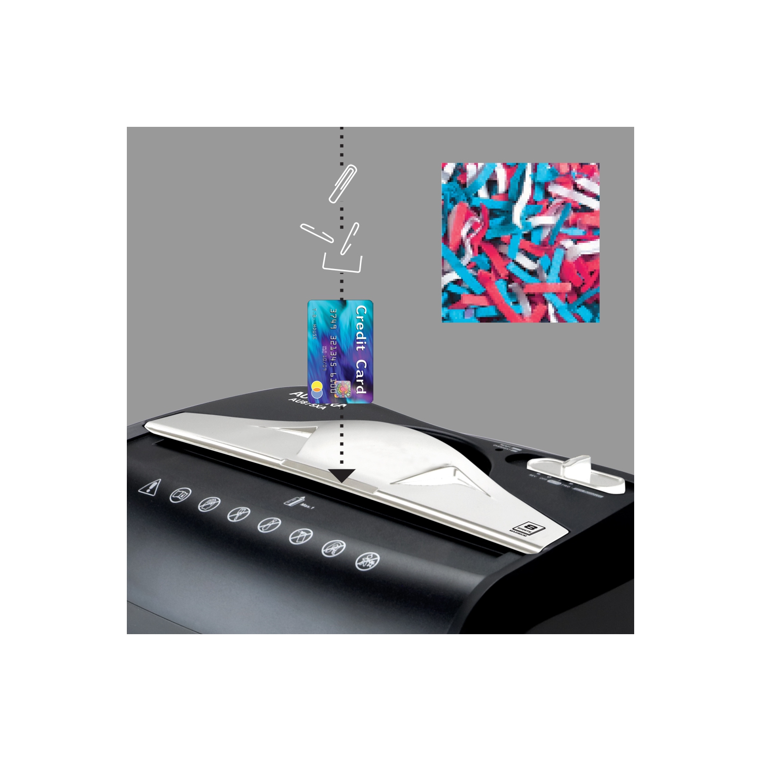 Aurora – Déchiqueteuse AU875XA pour papier et cartes de crédit avec corbeille de 3,7 gallons, coupe croisée de 8 feuilles avec panier