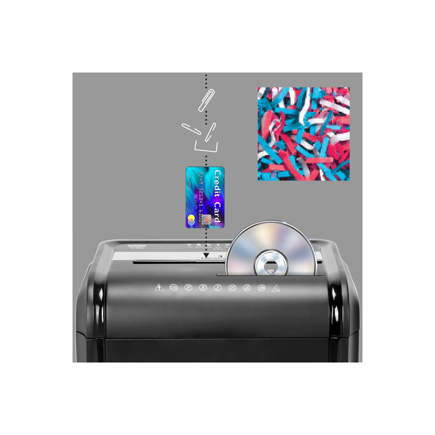 Déchiqueteuse à coupe croisée et à cartes de crédit/CD professionnelle de 12 feuilles avec panier rétractable pour le bureau