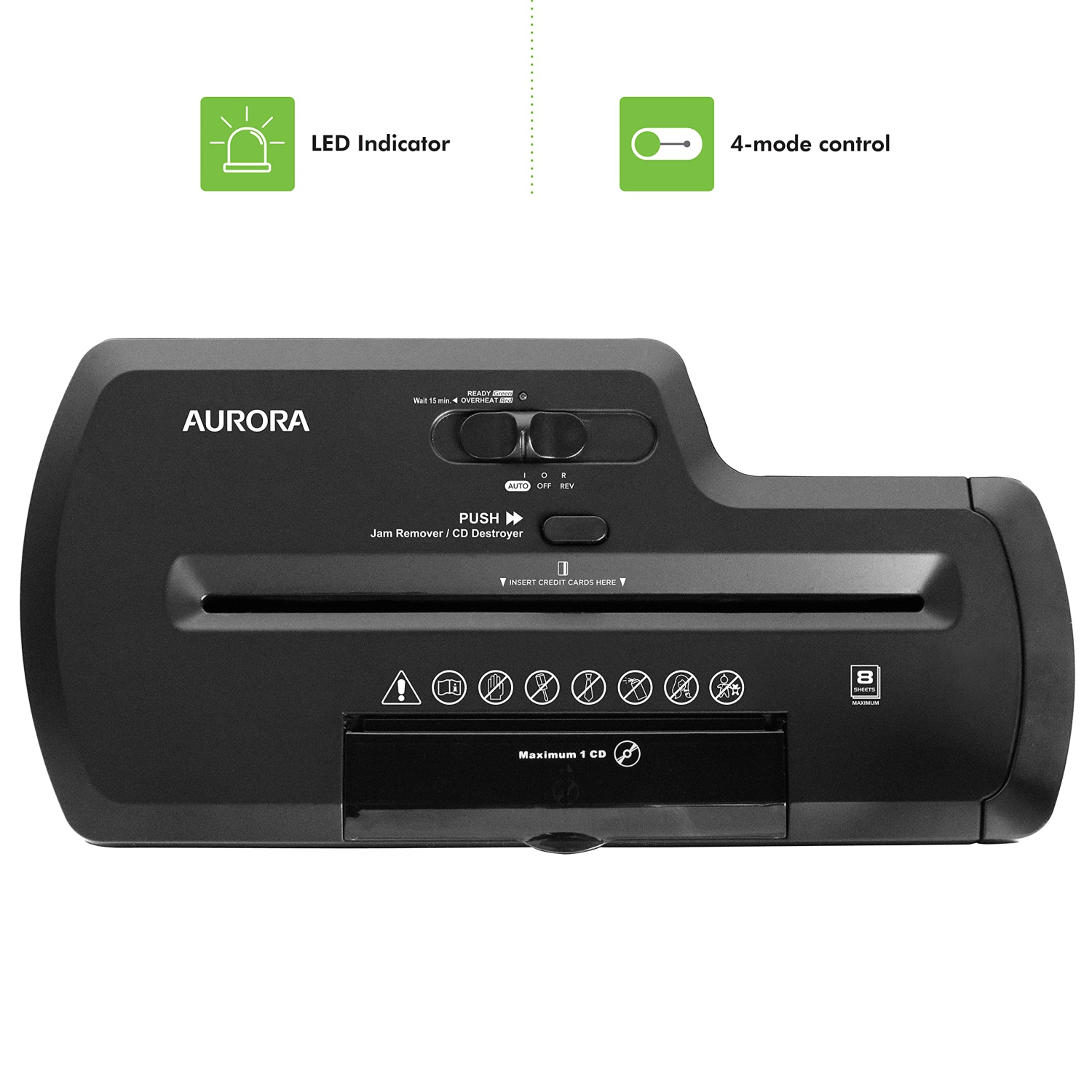 Professional Strip Cut Paper Shredder/CD/Credit Card Shredder Without Wastebasket, 8-Sheet Strip-Cut No Basket