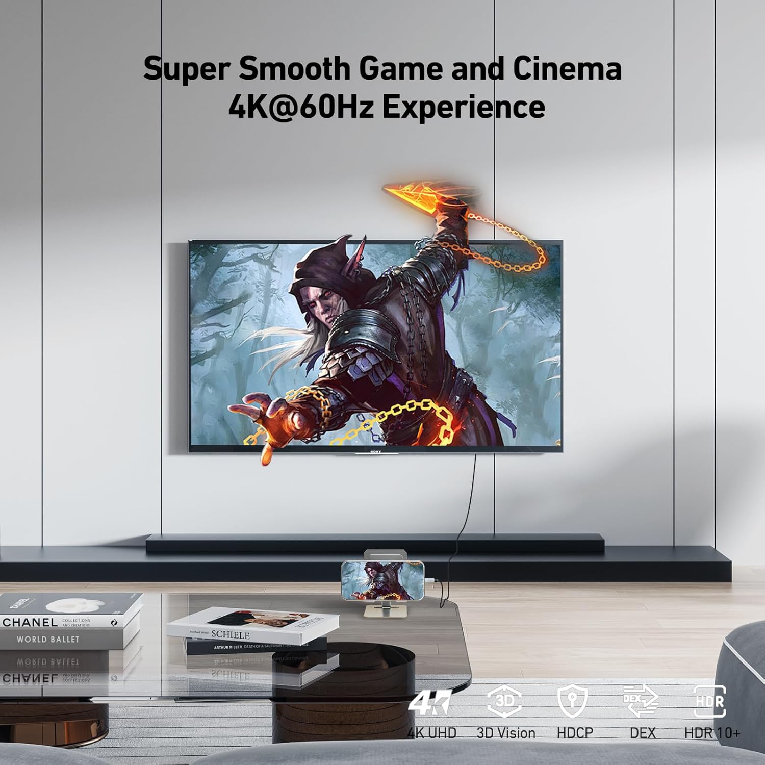 Câble USB-C à HDMI BENFEI, 6&nbsp;pi, 4K@60&nbsp;Hz, nylon tressé, compatible Thunderbolt 3/4/5 Gris