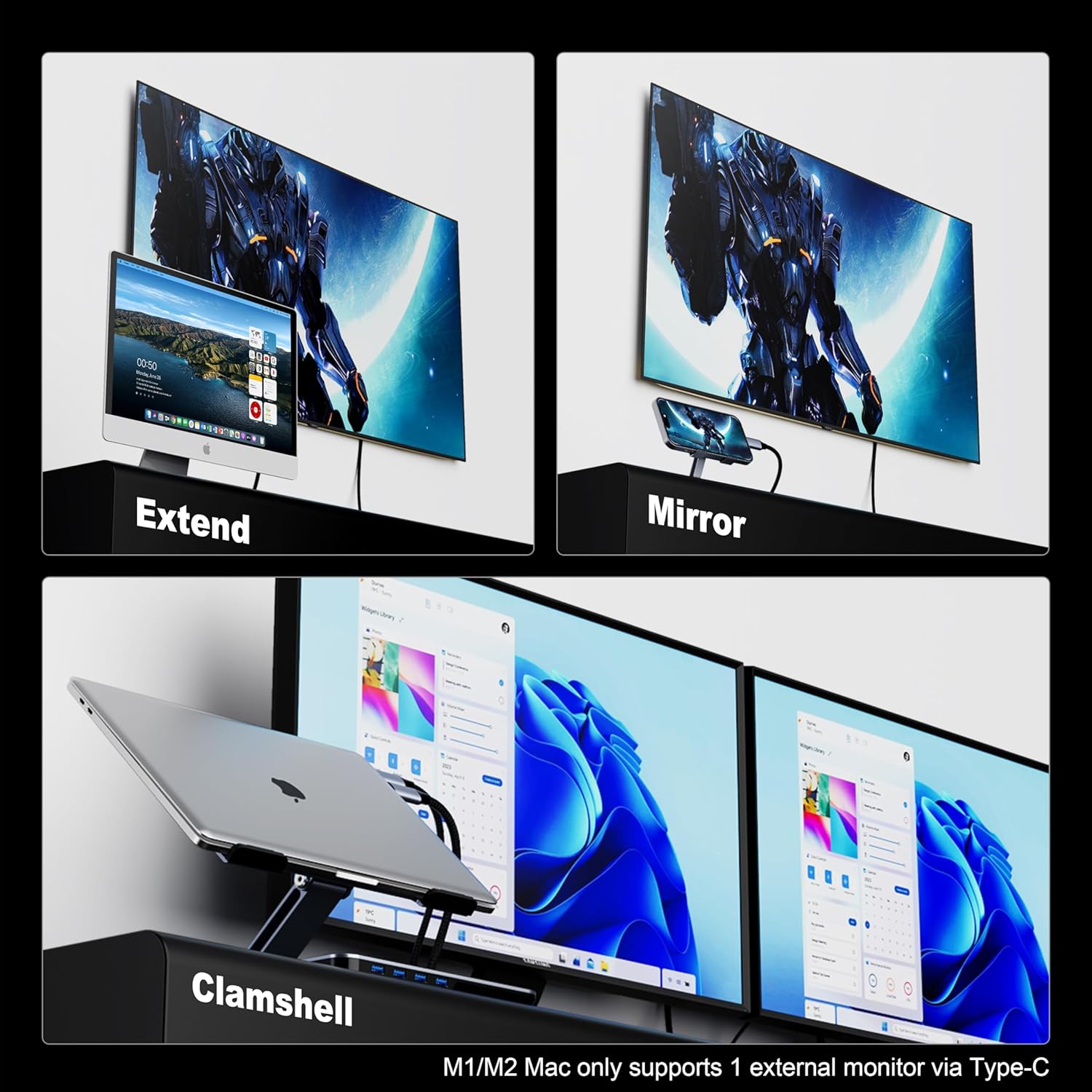 Câble USB-C à HDMI BENFEI, 6&nbsp;pi, 4K@60&nbsp;Hz, nylon tressé, compatible Thunderbolt 3/4/5 Gris