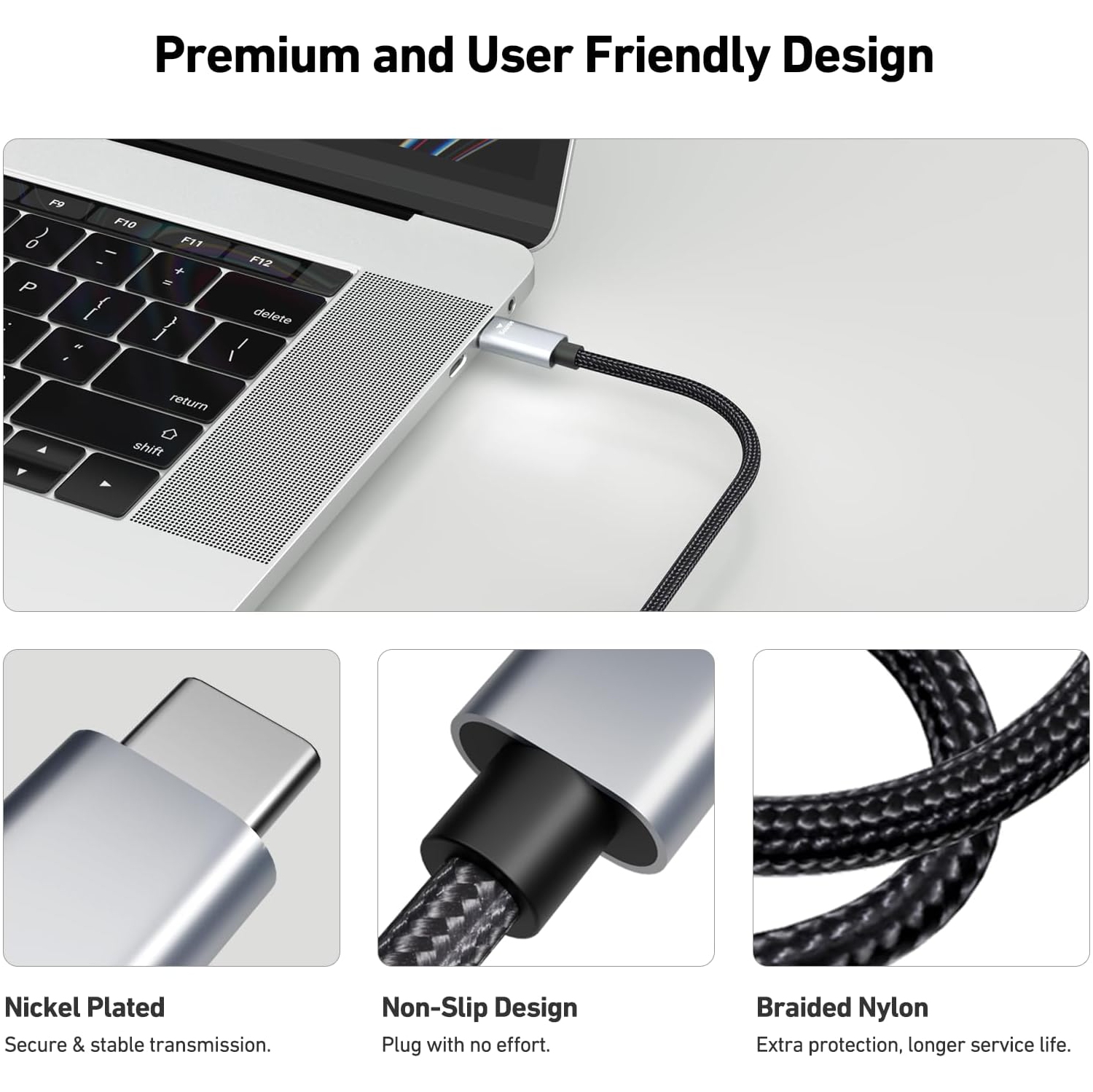 Câble USB-C à HDMI BENFEI, 6&nbsp;pi, 4K@60&nbsp;Hz, nylon tressé, compatible Thunderbolt 3/4/5 Gris