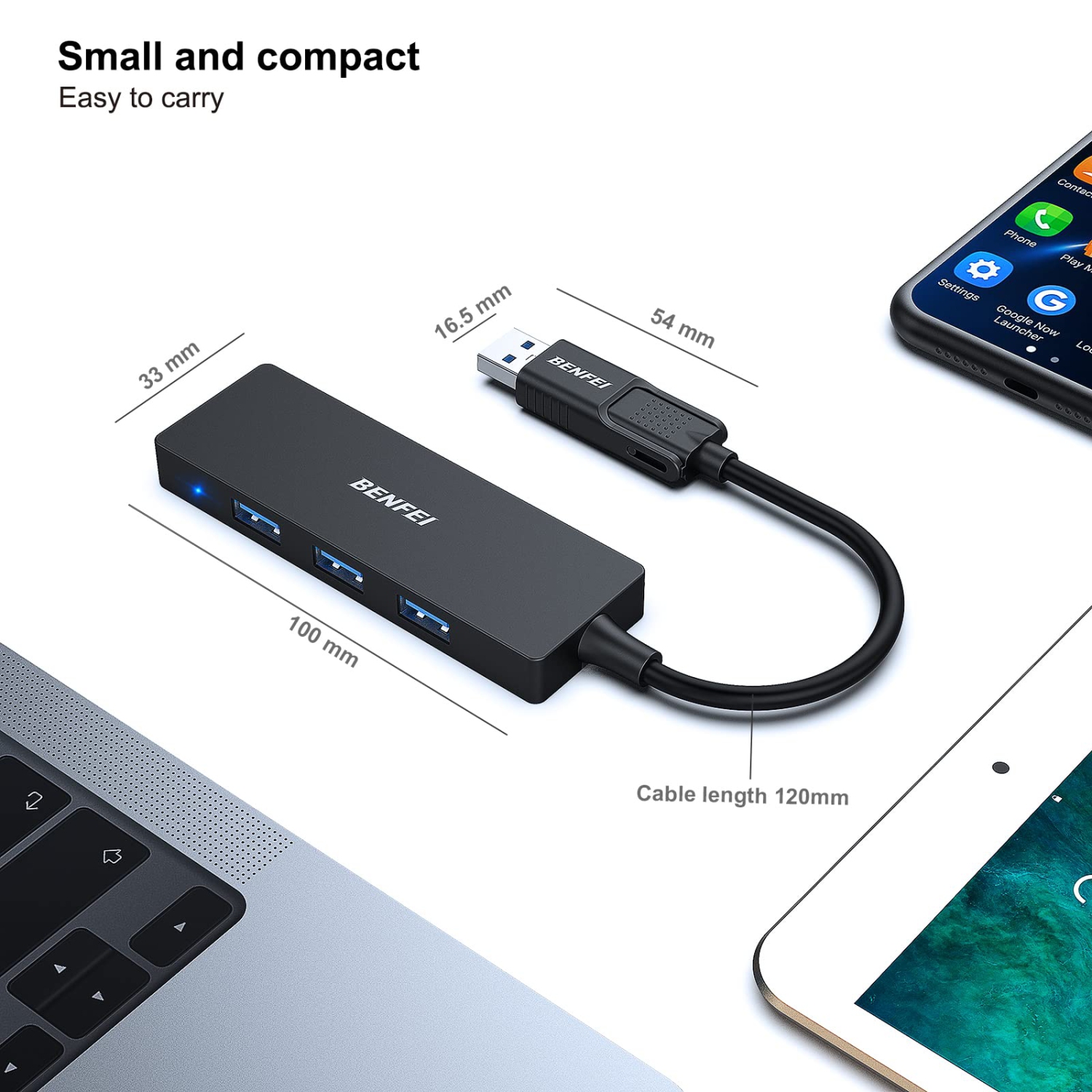 BENFEI USB 3.0 Hub, 4 Ports USB Splitter Ultra-Slim USB Expander