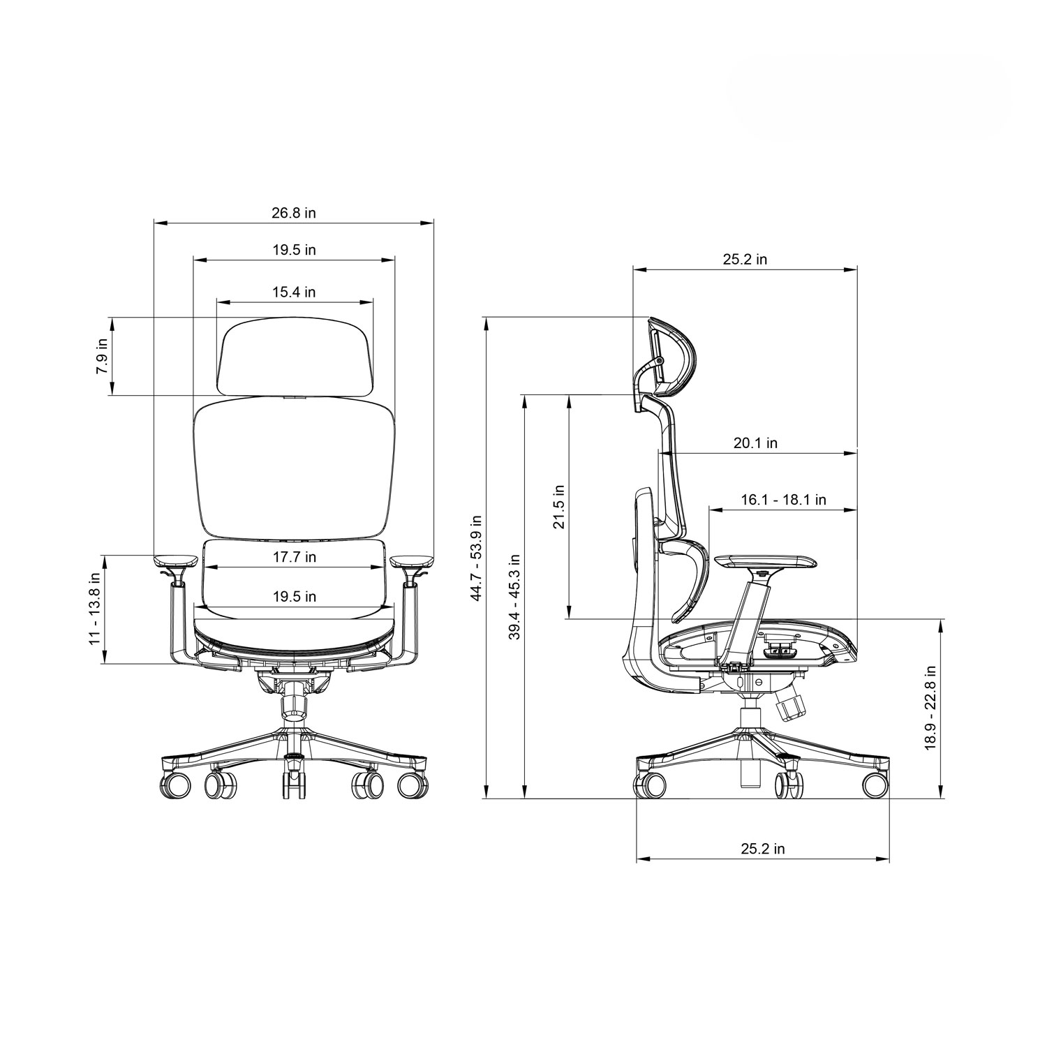 Kopplen Ergonomic High-Back Polyester Task Chair - Black